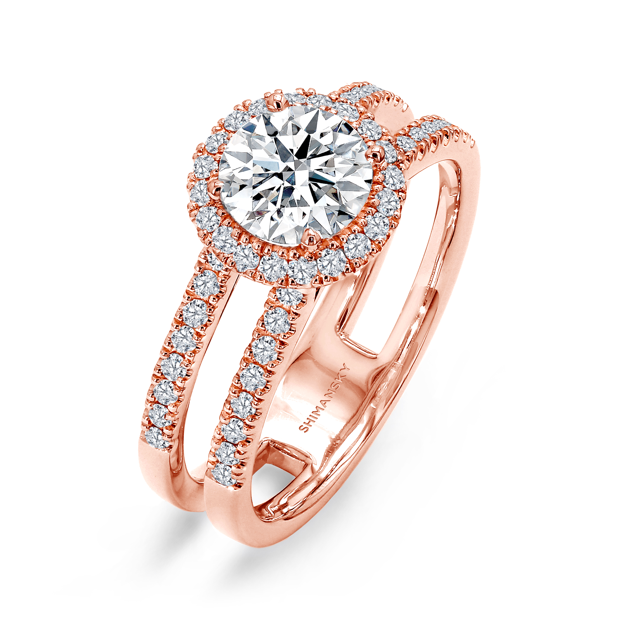 Halo Diamond Split Band Engagement Ring - SHIMANSKY.CO.ZA