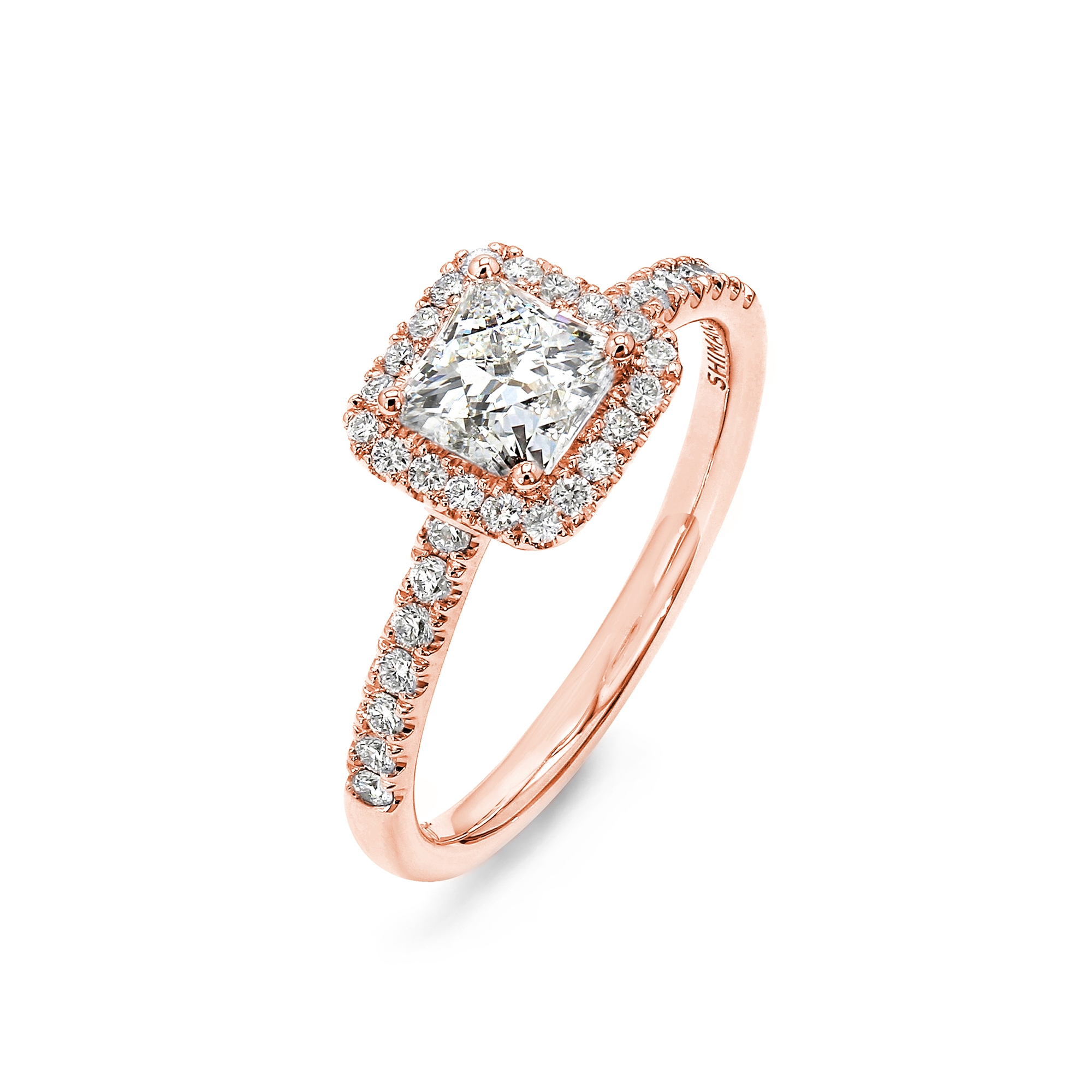 Shimansky 0.9 TCW My Girl Diamond Halo Ring 18K Rose Gold 3D View #Metal_Rose Gold