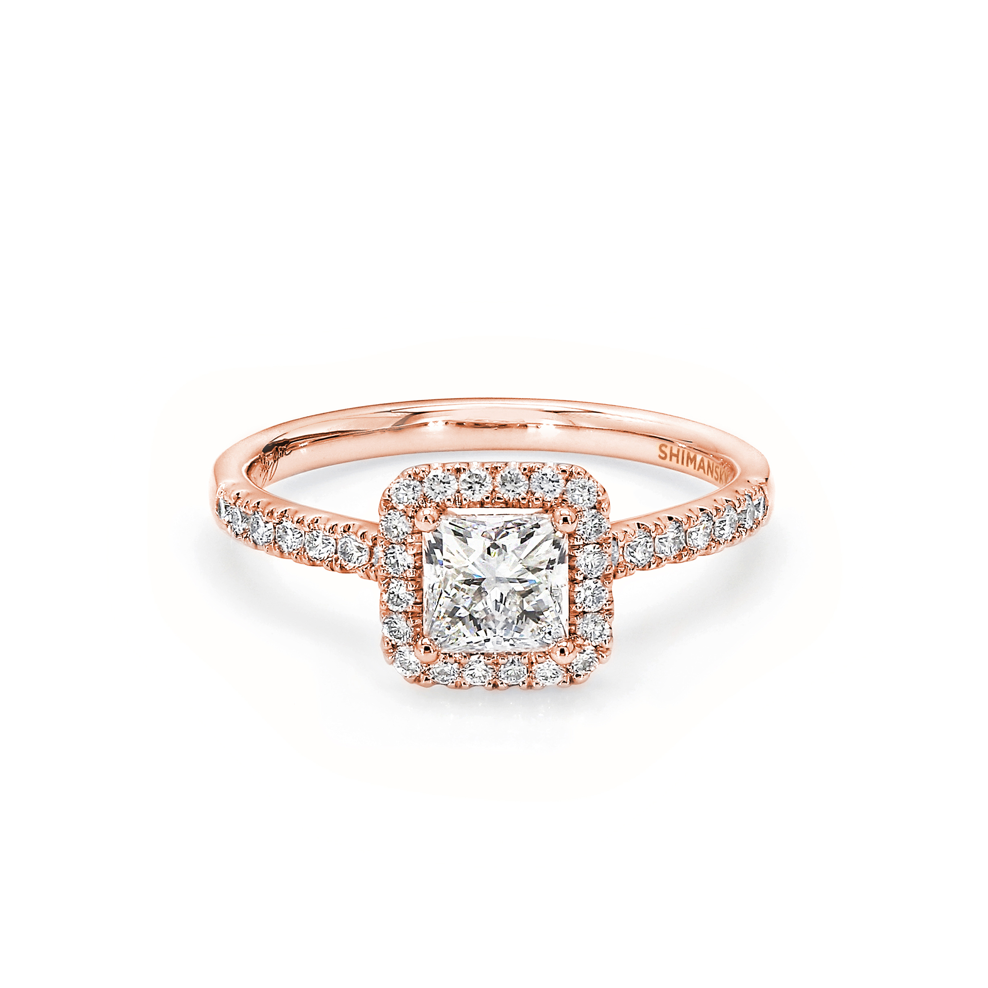 Shimansky 0.9 TCW My Girl Diamond Halo Ring 18K Rose Gold Front View #Metal_Rose Gold