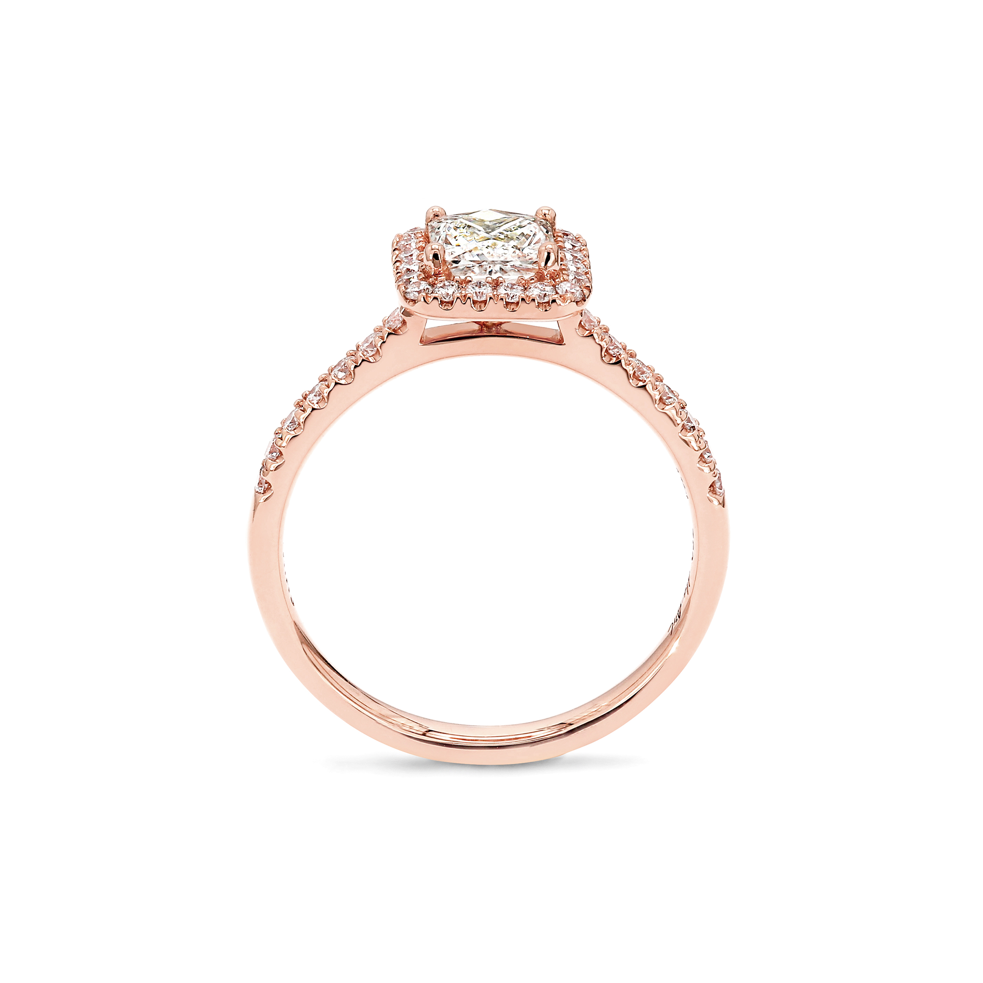 Shimansky 0.9 TCW My Girl Diamond Halo Ring 18K Rose Gold Side View #Metal_Rose Gold