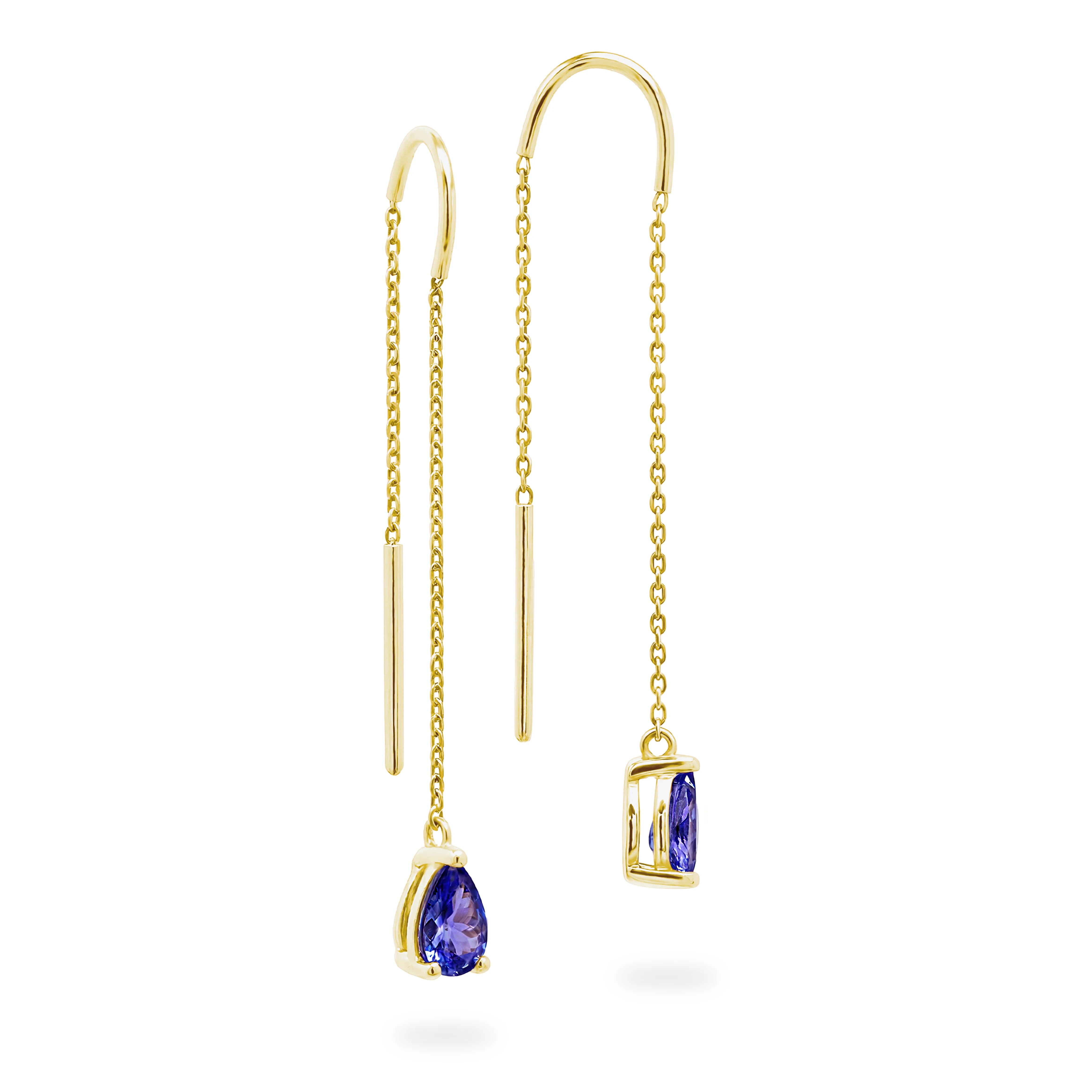 Shimansky 0.8 TCW Tanzanite Drop Pear Earrings 14k Yellow Gold 3D View