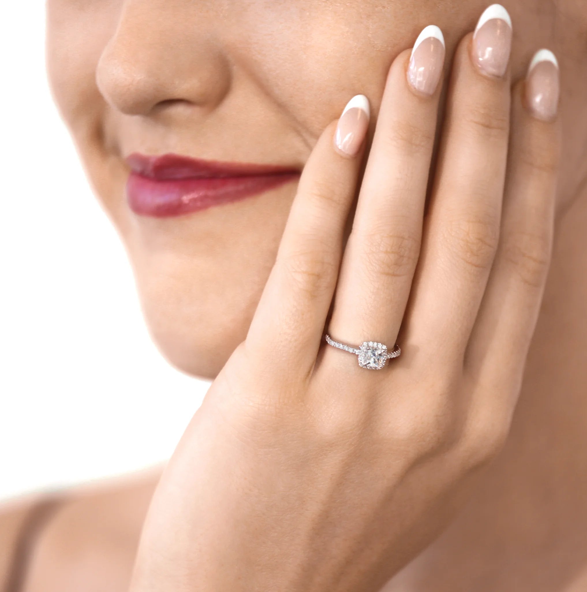 Shimansky 0.9 TCW My Girl Diamond Halo Ring 18K White Gold Model Lifestyle View