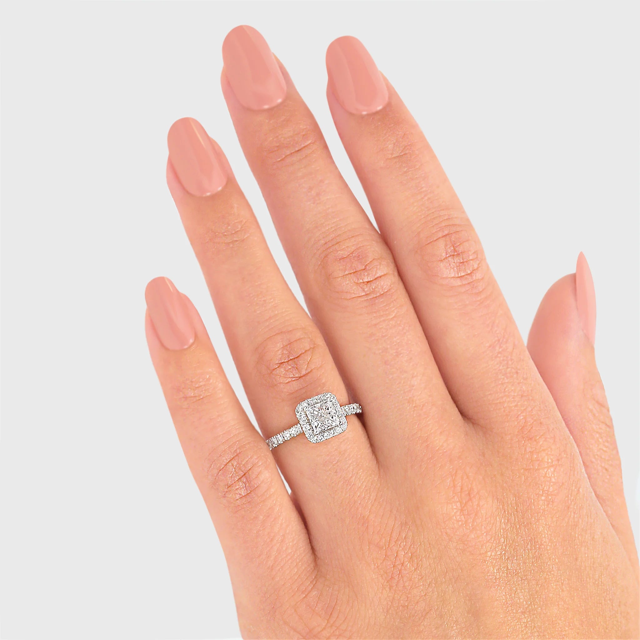 Shimansky 0.9 TCW My Girl Diamond Halo Ring 18K White Gold Model View