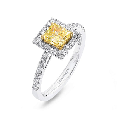 Fancy Yellow Halo Diamond Ring