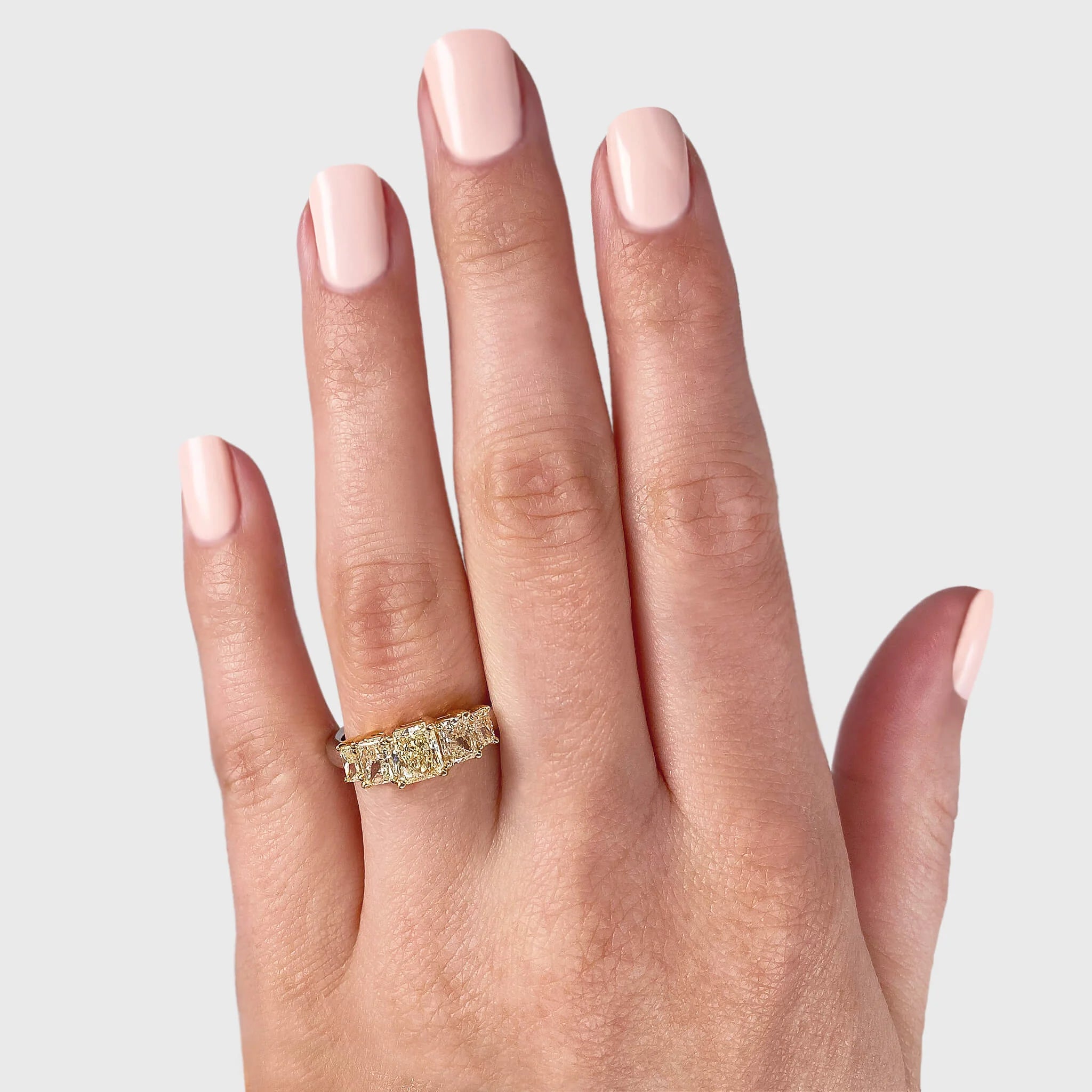 Shimansky 1.8 TCW Fancy Yellow Diamond 5 Stone Ring in 18K White & Yellow Gold Model View