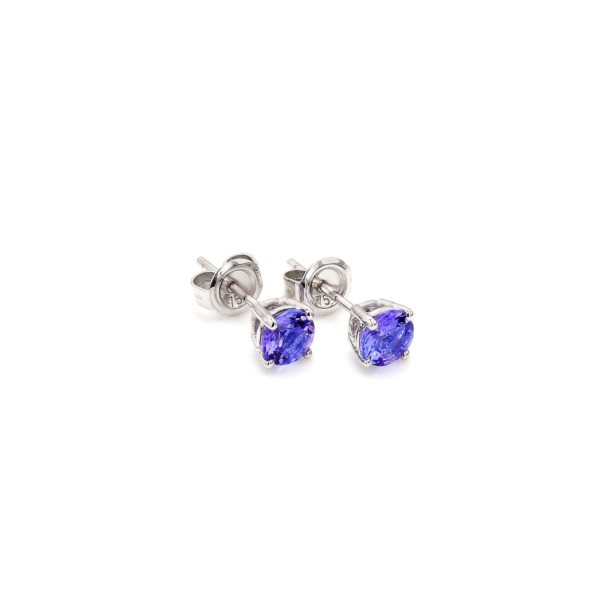 Shimansky 1 TCW Tanzanite Solitaire Earrings in 14K White Gold 3D View