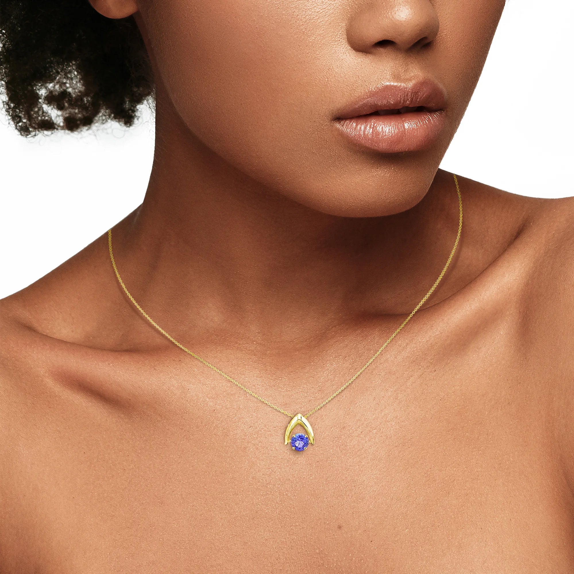 Shimansky 1ct Dancing Tanzanite Pendant 14K Yellow Gold Model View