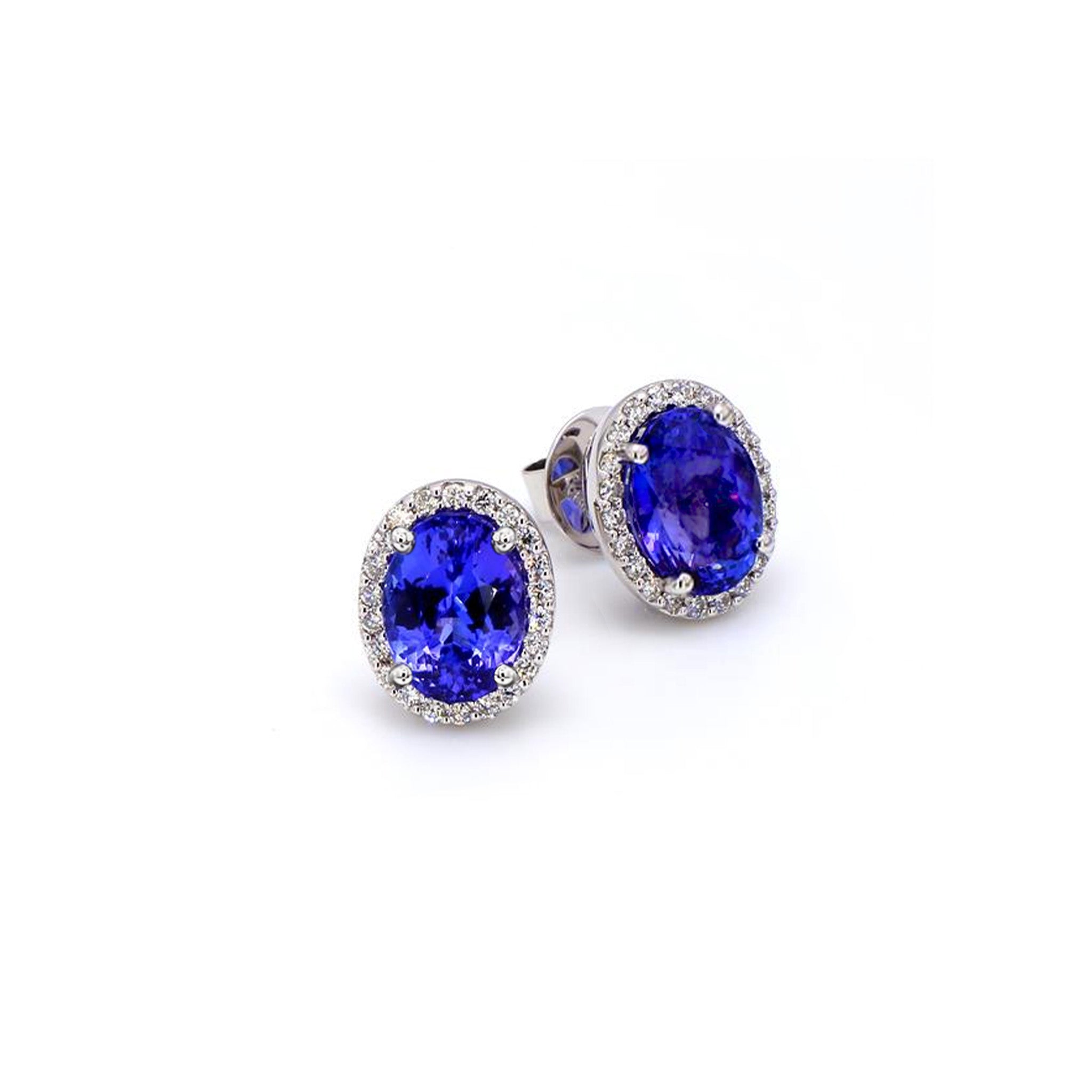 Shimansky 3.5 TCW Tanzanite and Diamond Earrings in 18K White Gold 3D View