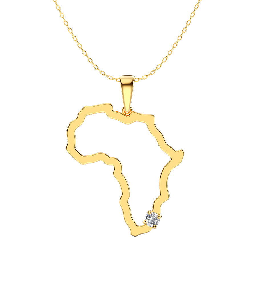 Exquisite gold-plated Africa map featuring a brilliant diamond centerpiece, embodying opulence and cultural significance.