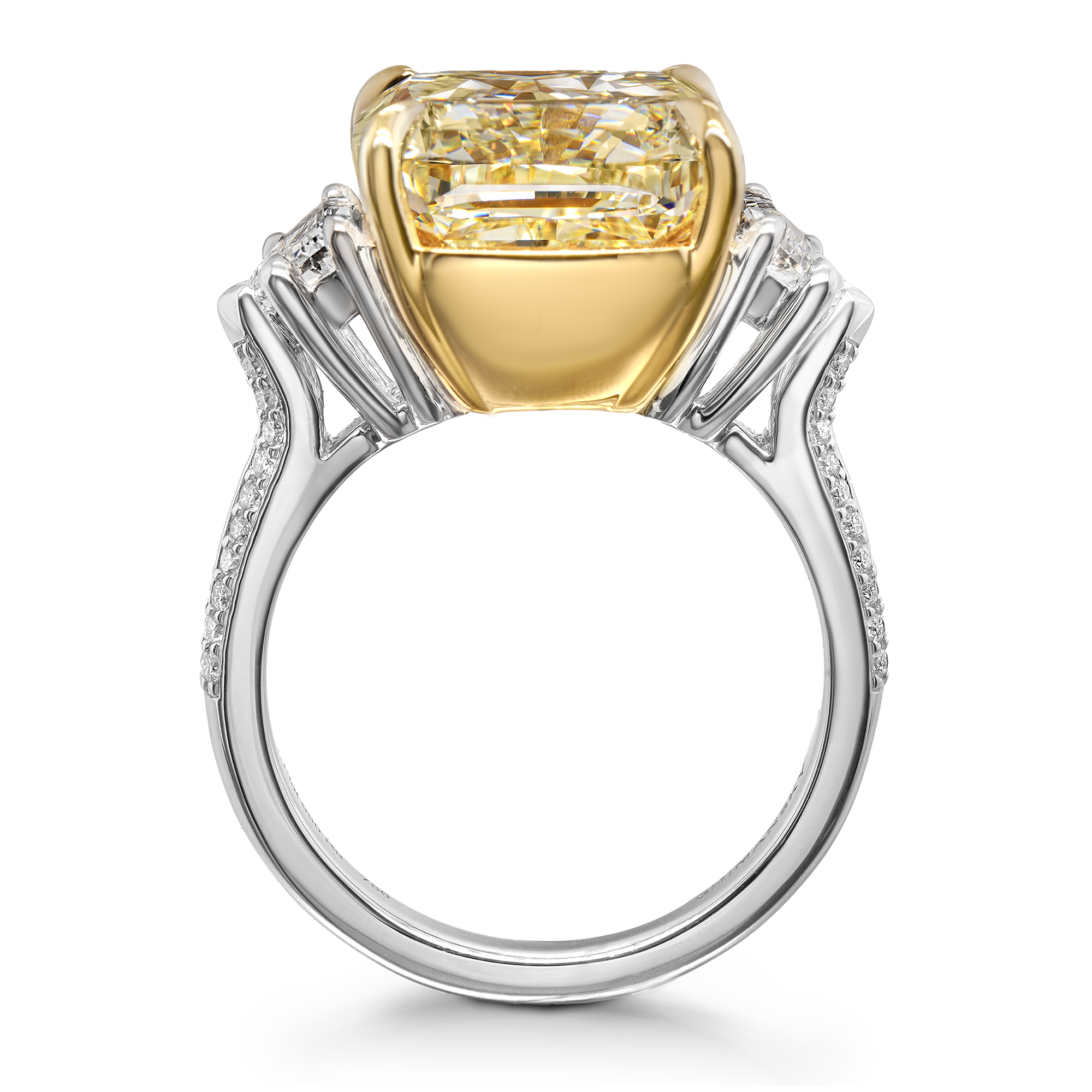 Shimansky Cushion Yellow Diamond Dress Ring in 18K Yellow Gold and Platinum - Side View