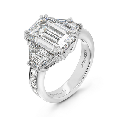 Emerald Diamond Trilogy Engagement Ring