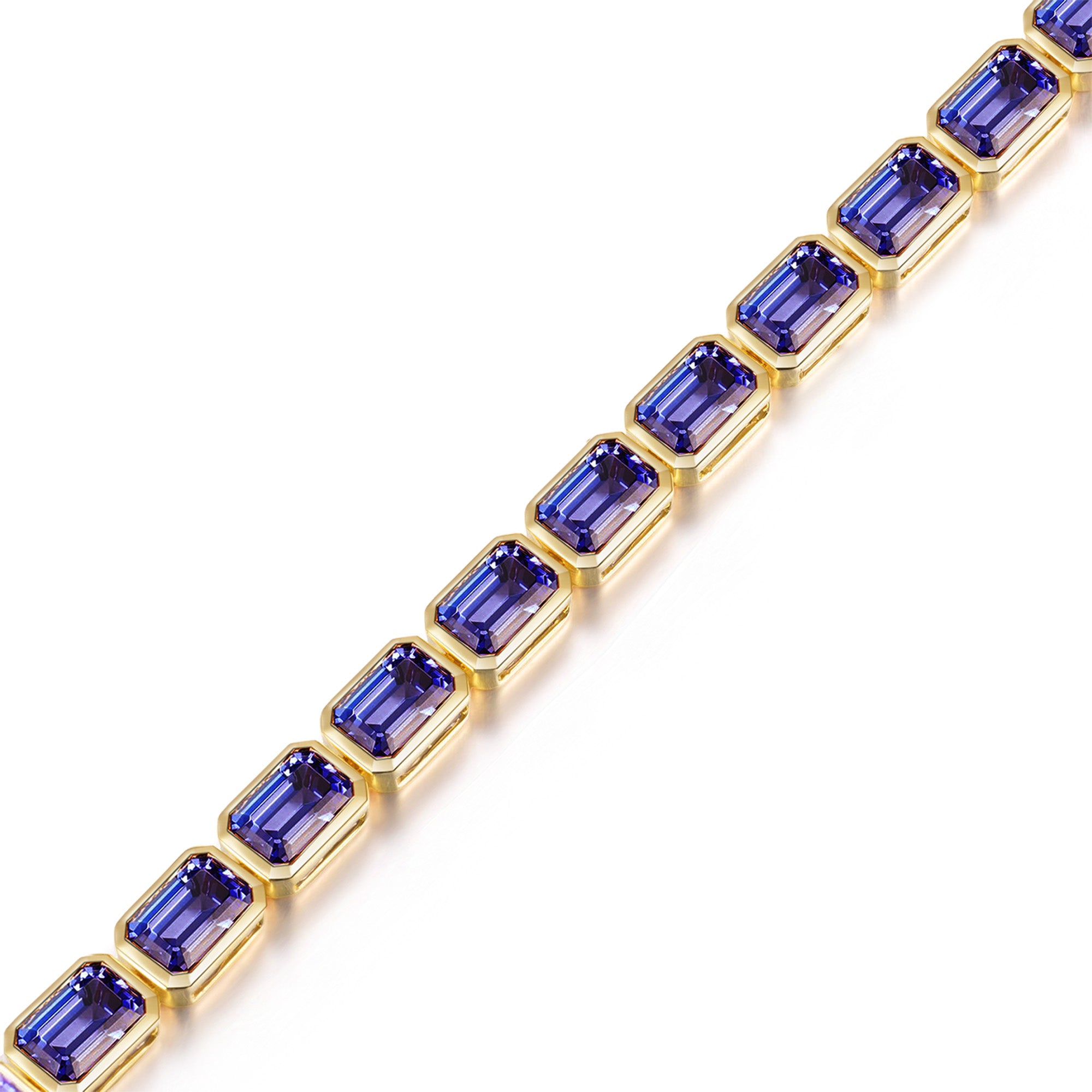 Shimansky Emerald Tanzanite Bezel Set Bracelet in 14K Yellow Gold - 3d View