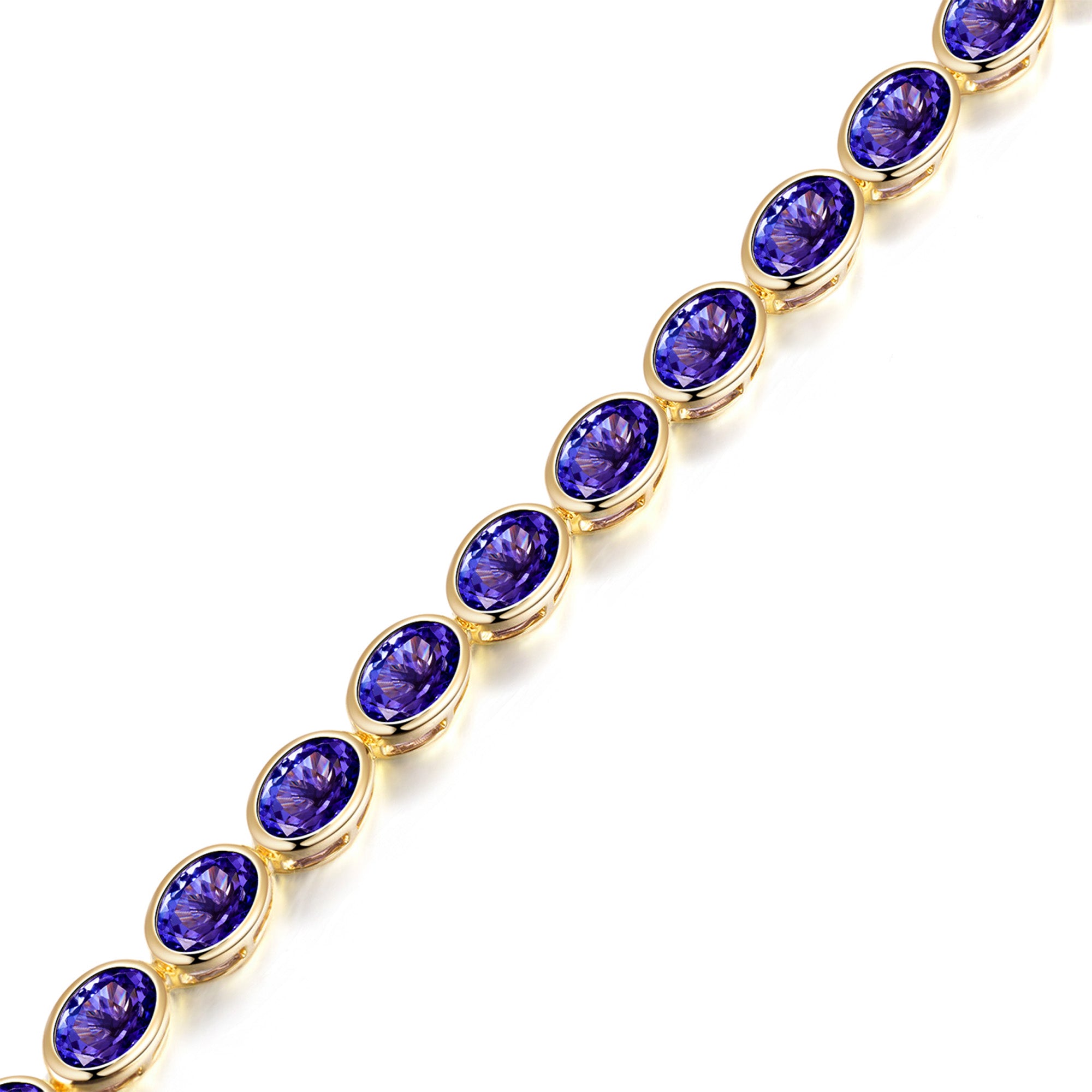 Shimansky Oval Tanzanite Bezel Set Bracelet in 14K Yellow Gold - 3d View