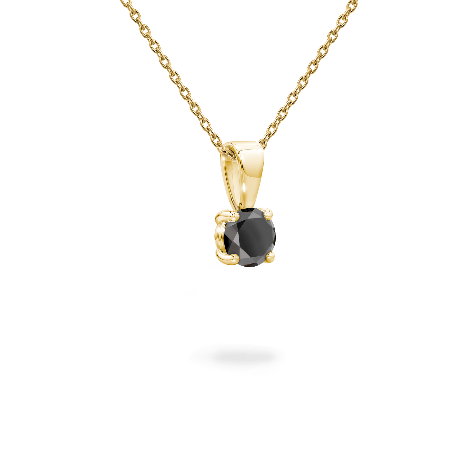 Shimansky Round Black Diamond Solitaire Pendant in 18 Yellow Gold - 3D View