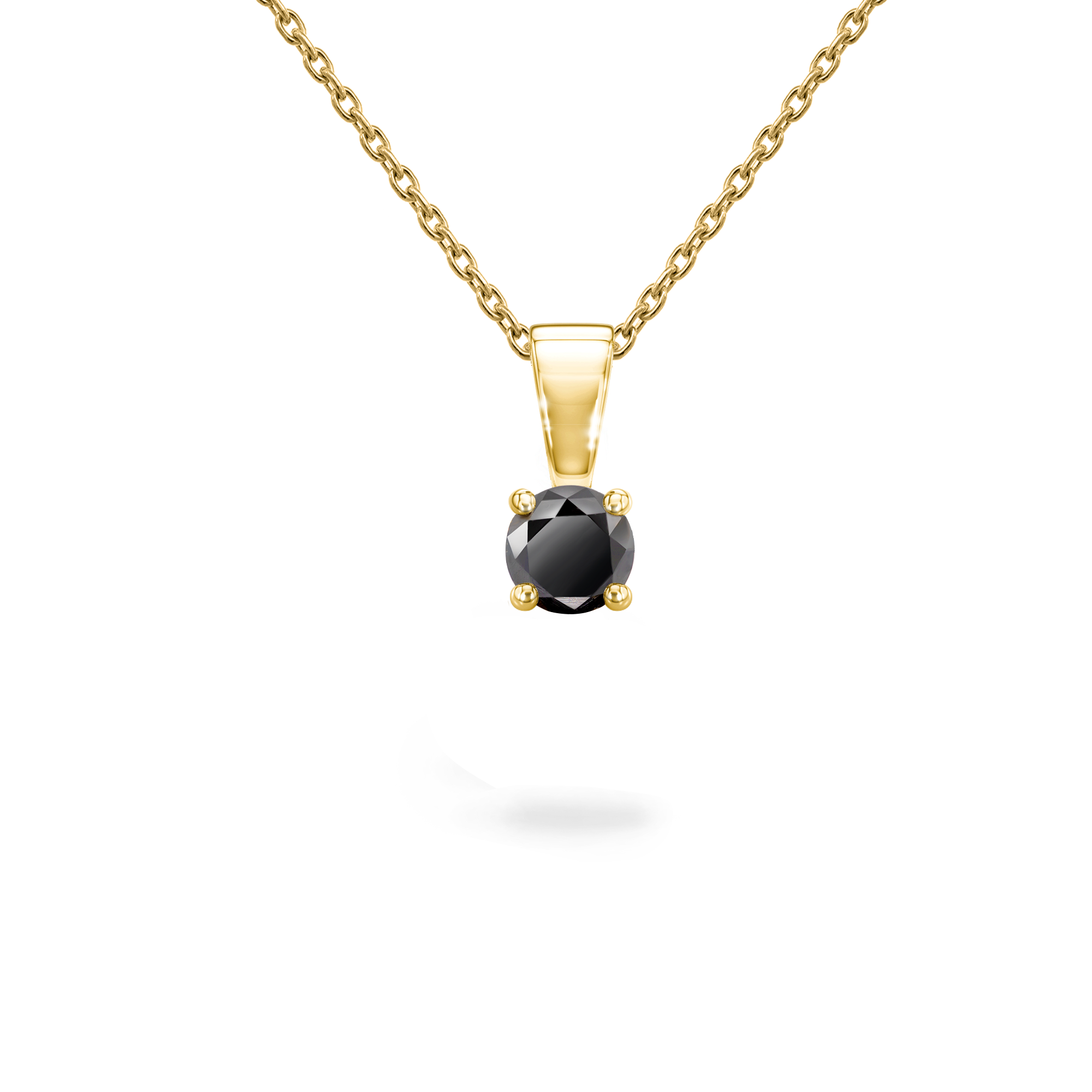 Shimansky Round Black Diamond Solitaire Pendant in 18 Yellow Gold - Front View