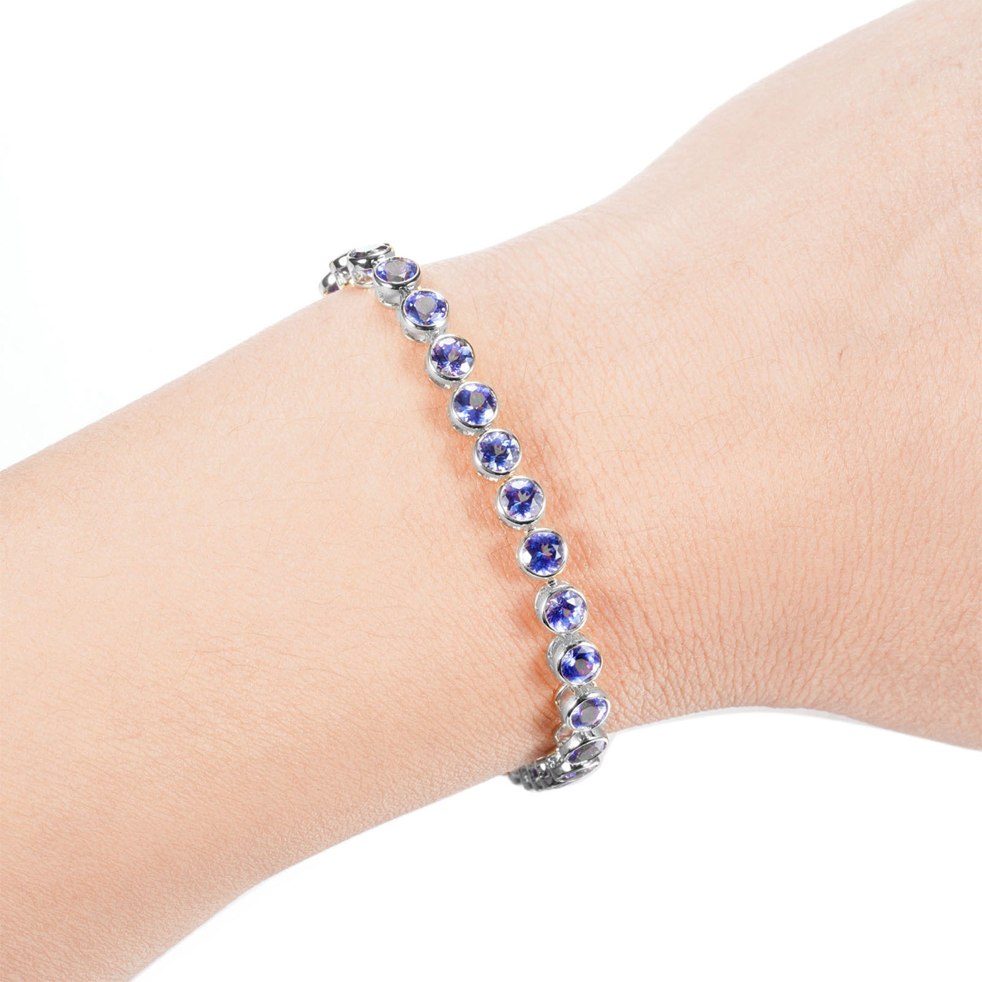 Shimansky Round Tanzanite Bezel Set Bracelet in 14K White Gold - Model View