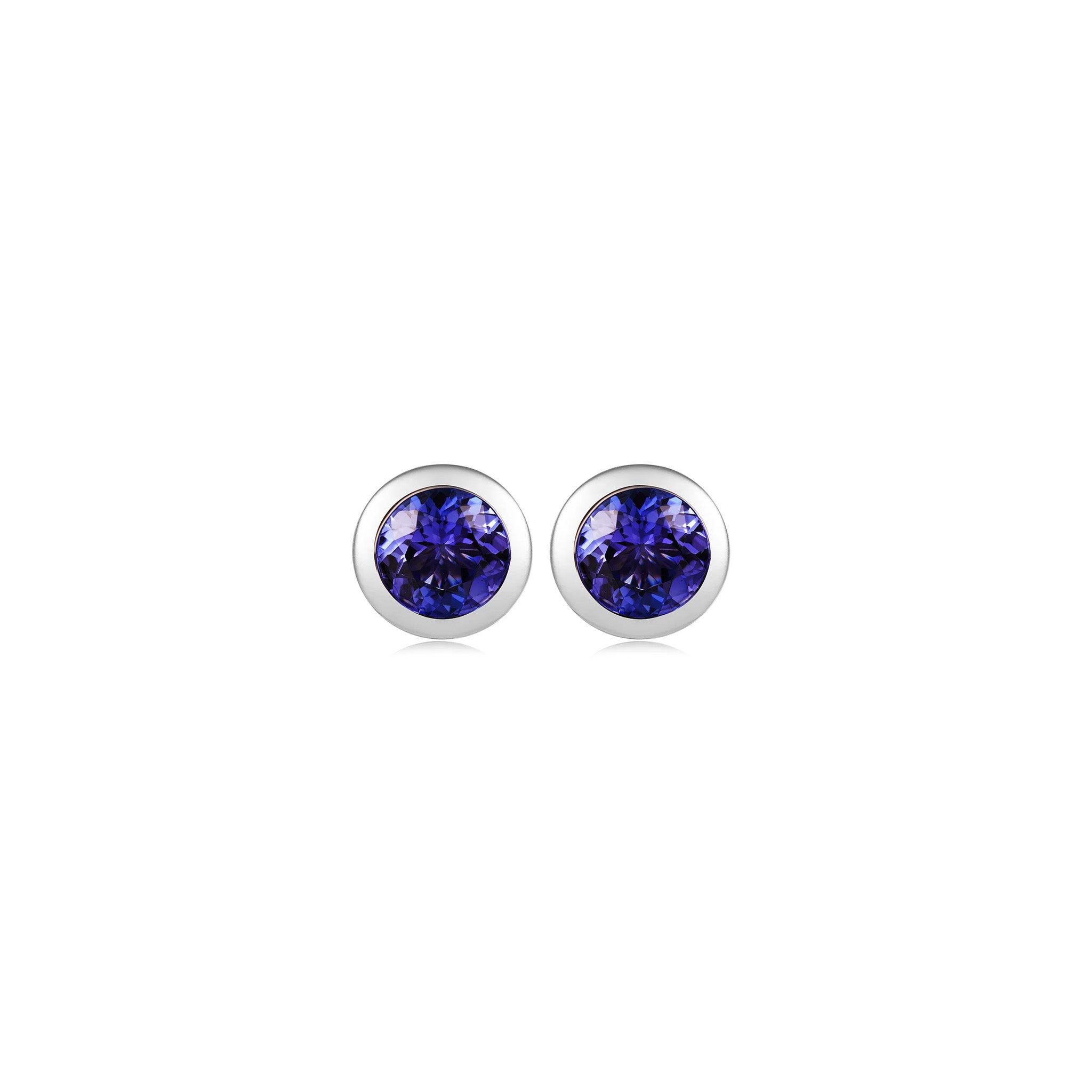 Shimansky Tanzanite 2.1 TCW Solitaire Earrings in 14K White Gold Front View