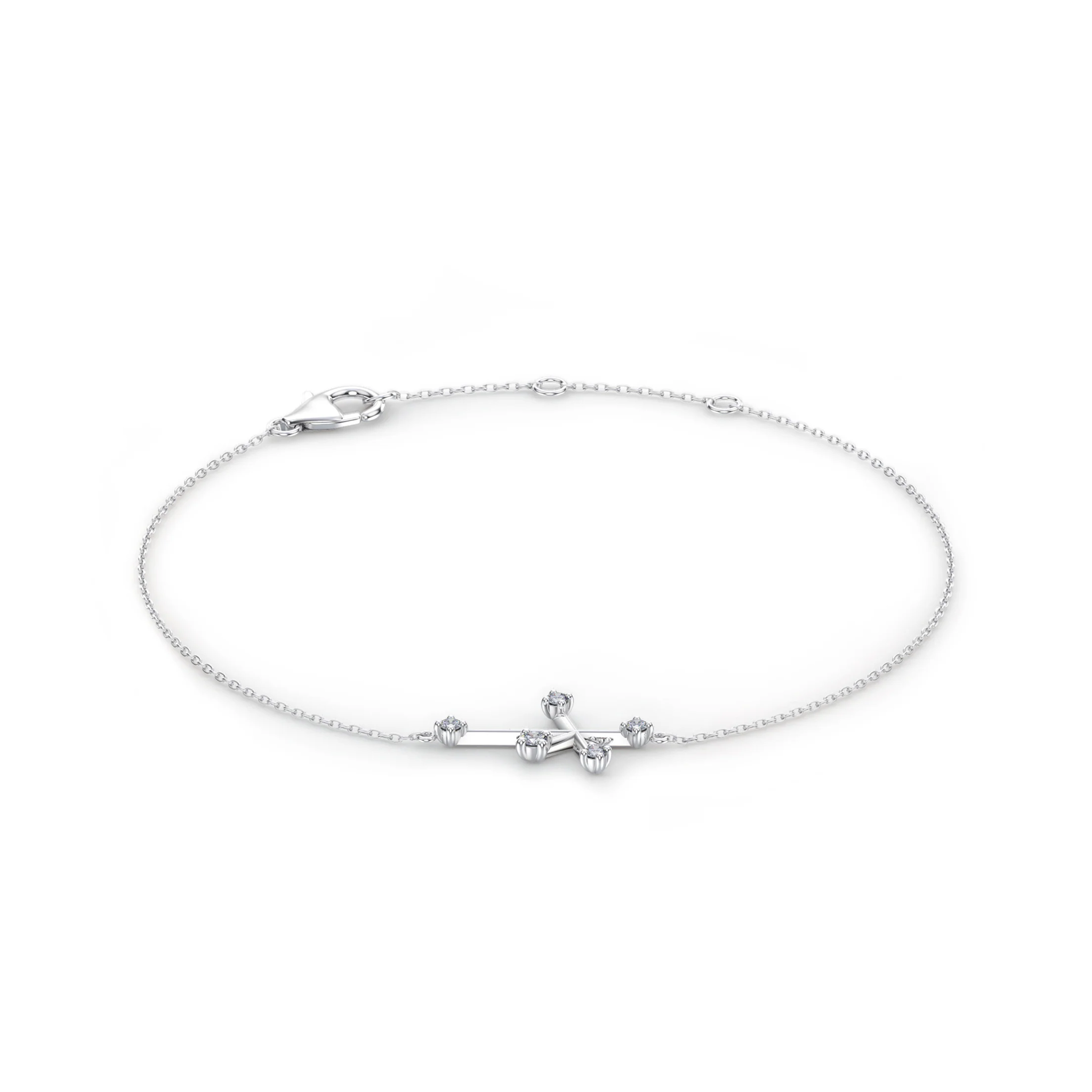 Shimansky 0.1ct Southern Cross Diamond Bracelet in 14K White Gold 3D View