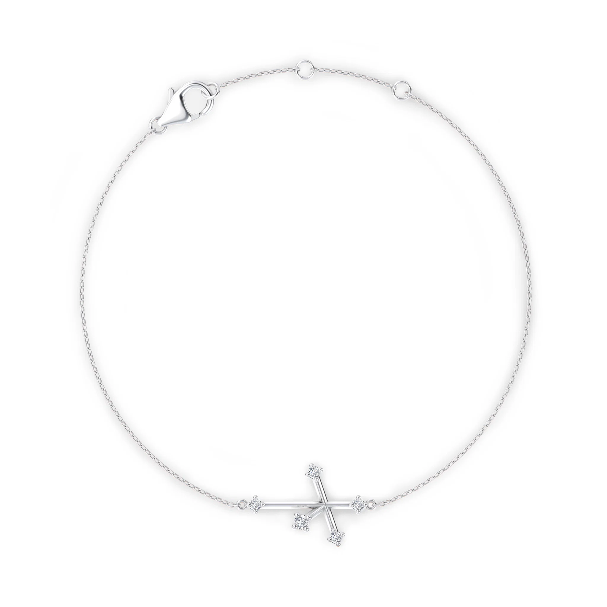 Shimansky 0.1ct Southern Cross Diamond Bracelet in 14K White Gold Front View
