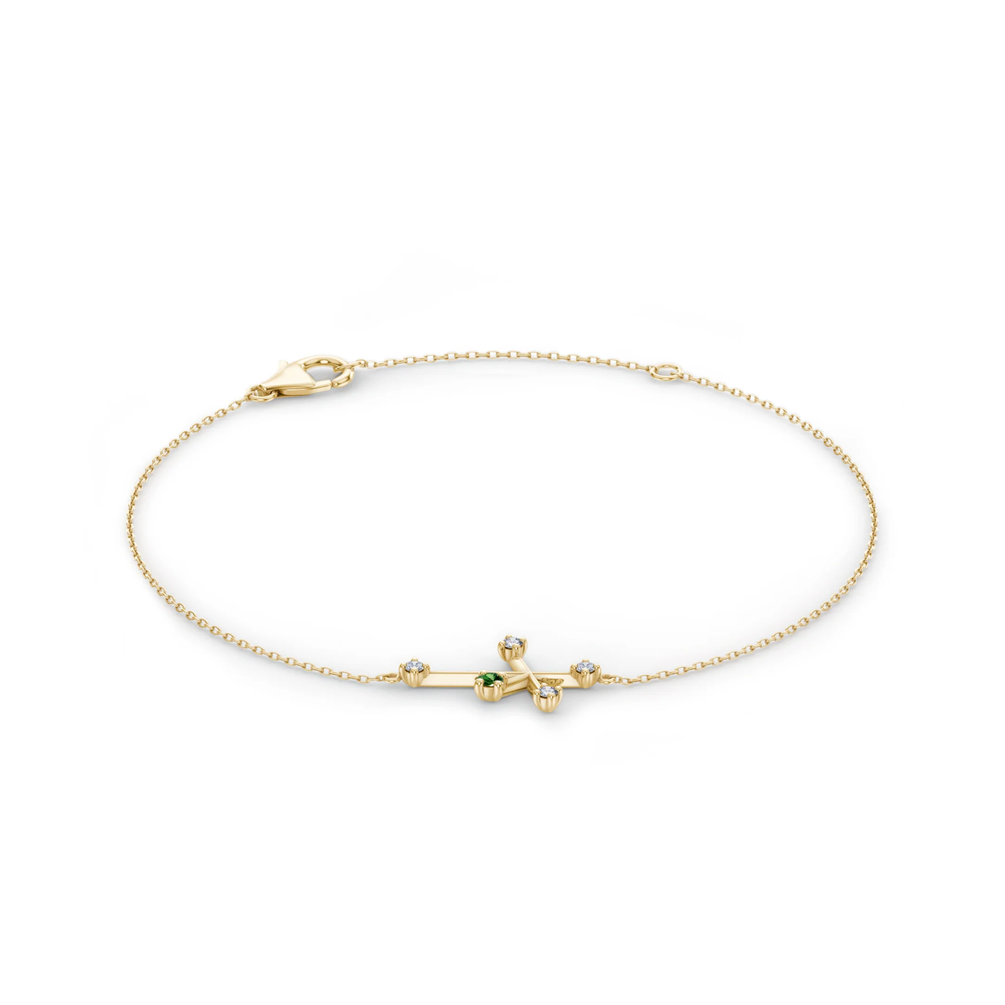 Shimansky 0.04ct Southern Cross Tsavorite & Diamond Bracelet in 14K Yellow Gold 3D View