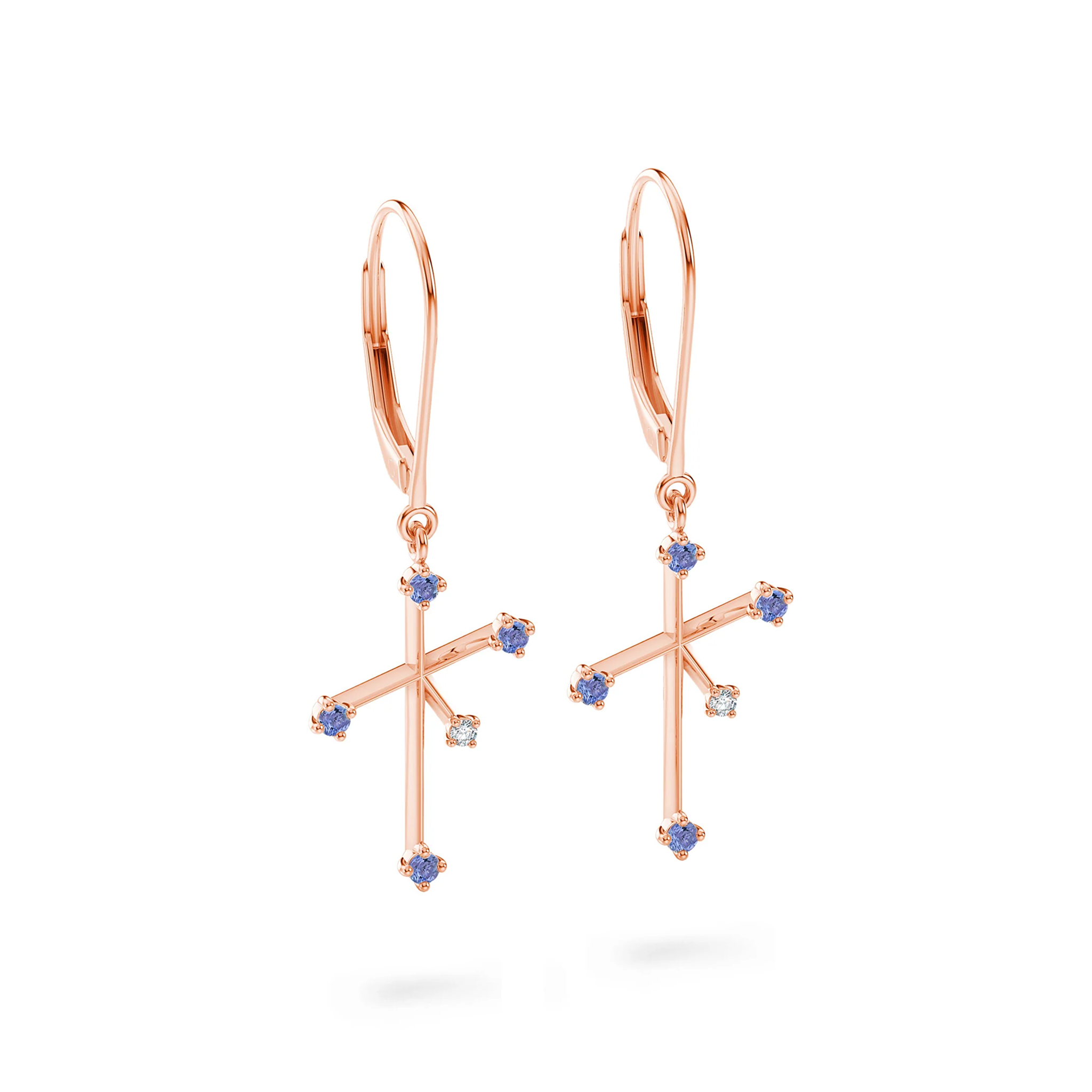 Southern Cross Tanzanite and Diamond Drop Earrings | 14K White Gold - SHIMANSKY.CO.ZA #Metal_Rose Gold