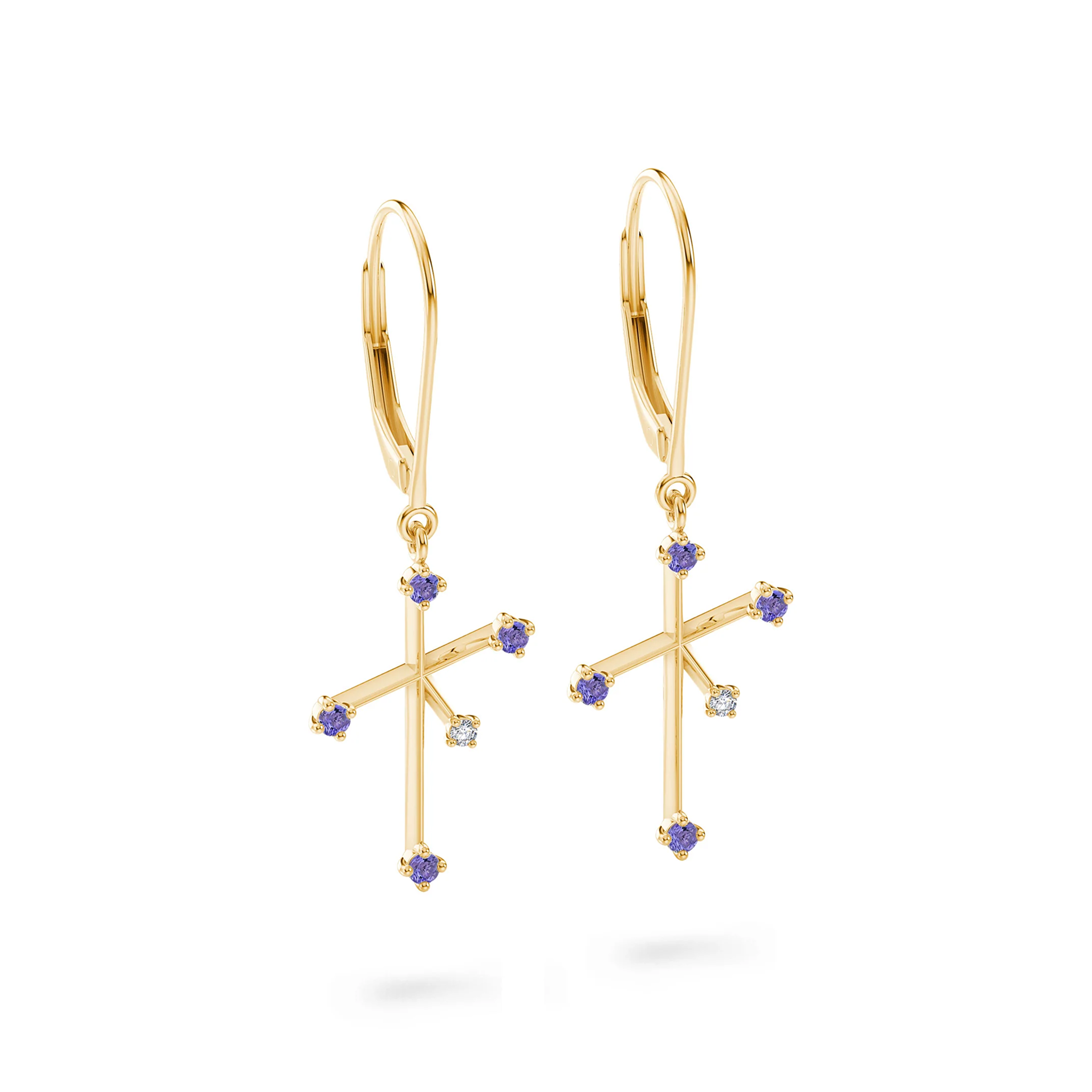Southern Cross Tanzanite and Diamond Drop Earrings | 14K White Gold - SHIMANSKY.CO.ZA #Metal_Yellow Gold