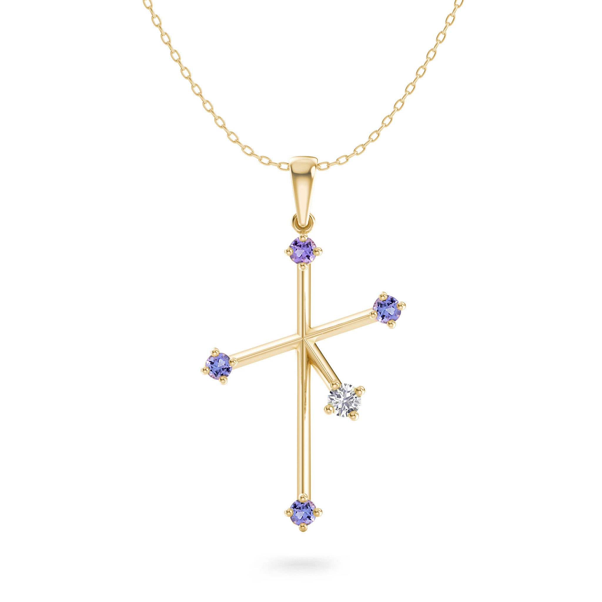 Southern Cross Tanzanite and Diamond Pendant Front View