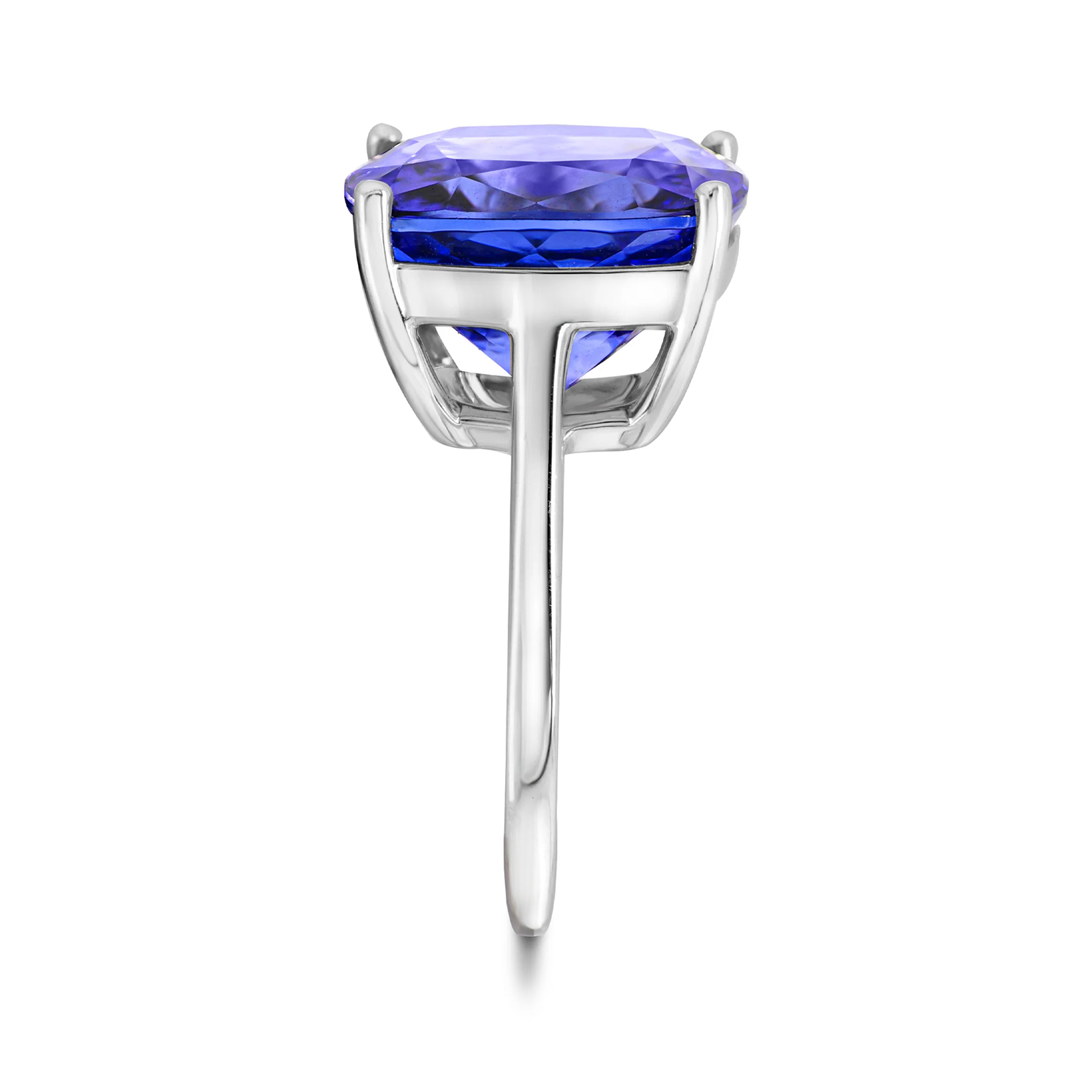 Shimansky 13.9 Carat Square Cushion Tanzanite Solitaire Ring in 18K White Gold - Profile View
