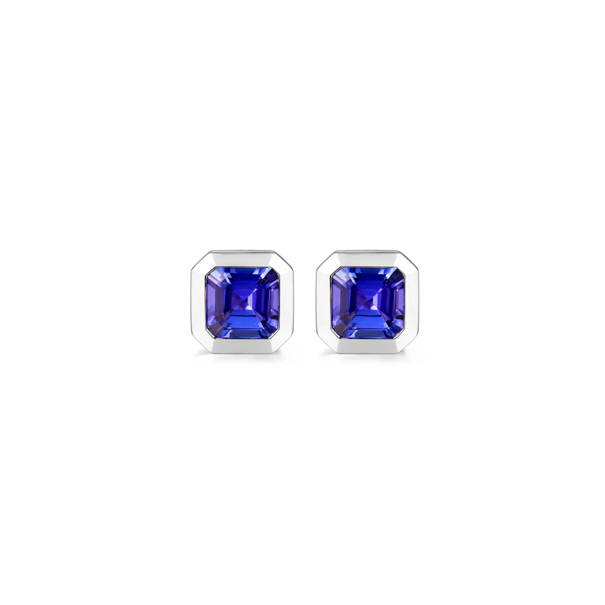 Shimansky 2.7 TCW Tanzanite Solitaire Earrings in 14K White Gold Front View #Metal_White Gold