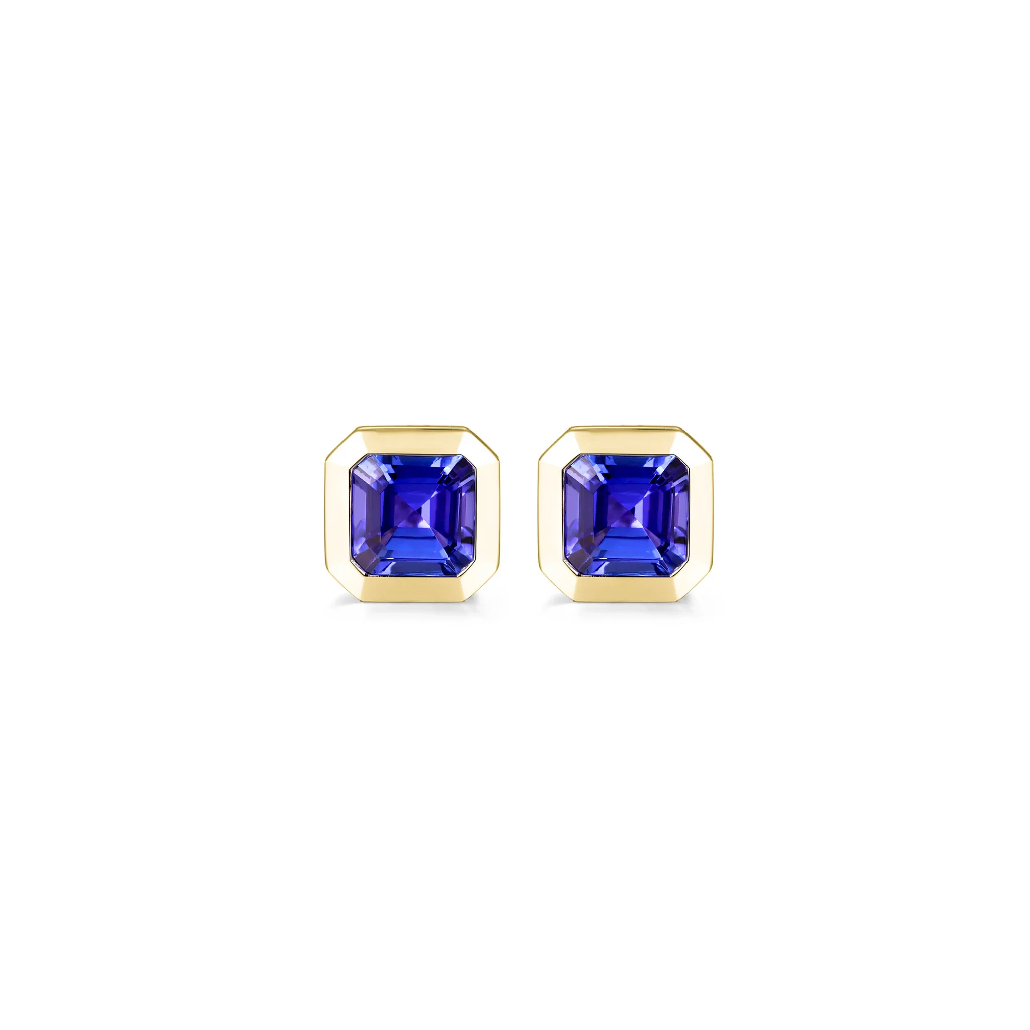 Shimansky 2.7 TCW Tanzanite Solitaire Earrings in 14K Yellow Gold Front View #Metal_Yellow Gold