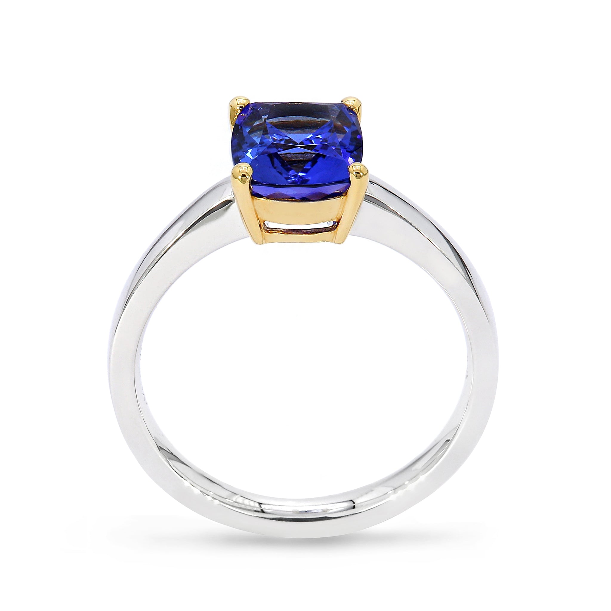 Shimansky - Tanzanite Cushion Cut Solitaire Ring 1.70ct crafted in 18K White and Yellow Gold