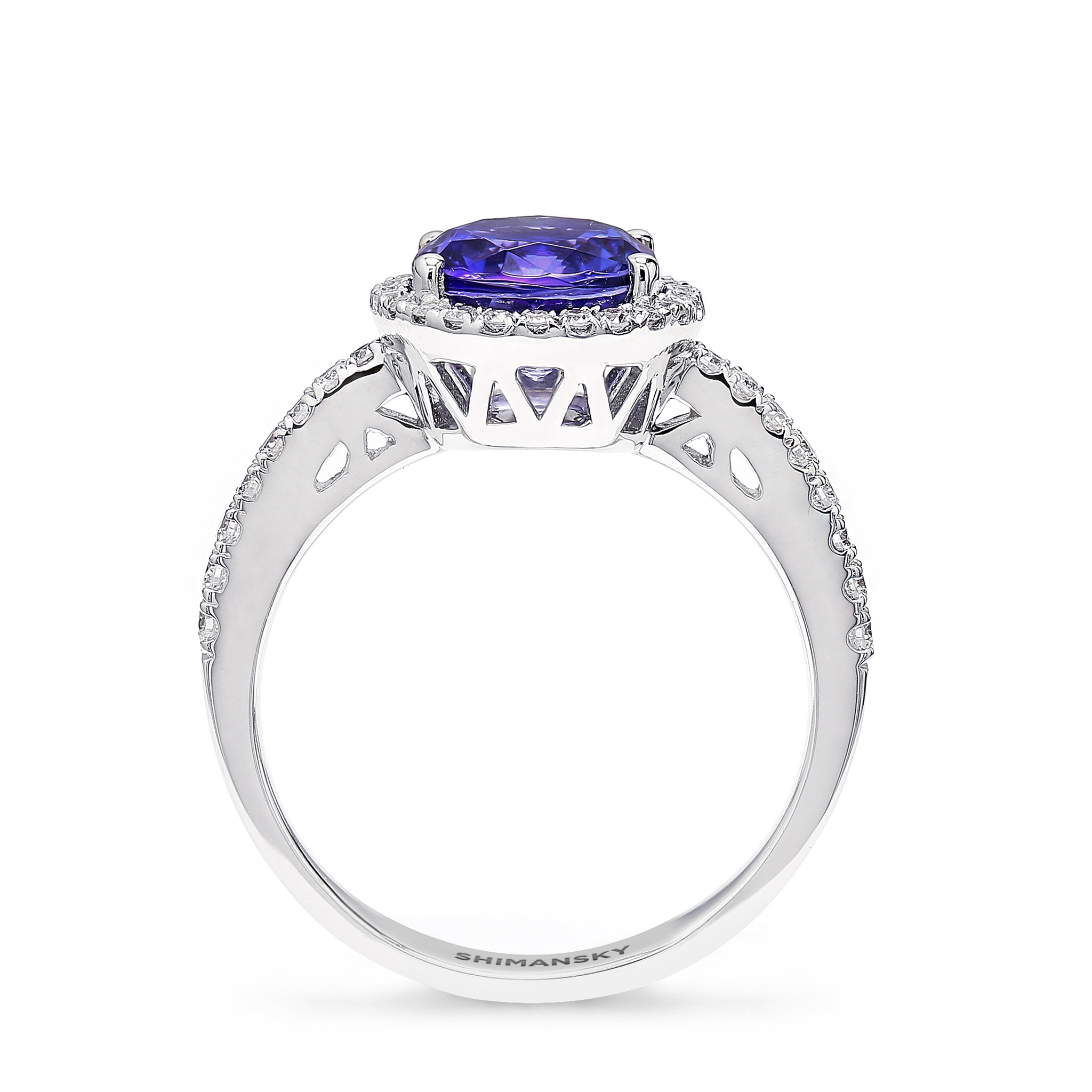 Tanzanite and Diamond Halo Ring