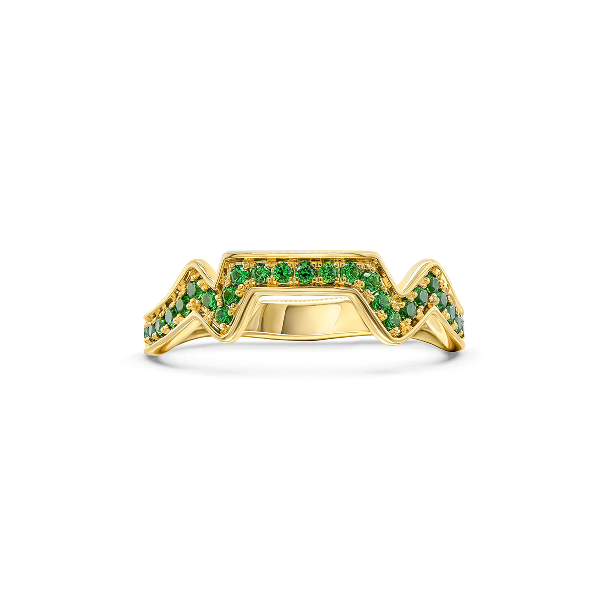 Shimansky 0.2 TCW Table Mountain Pavé Tsavorite Ring 14K Yellow Gold Front View