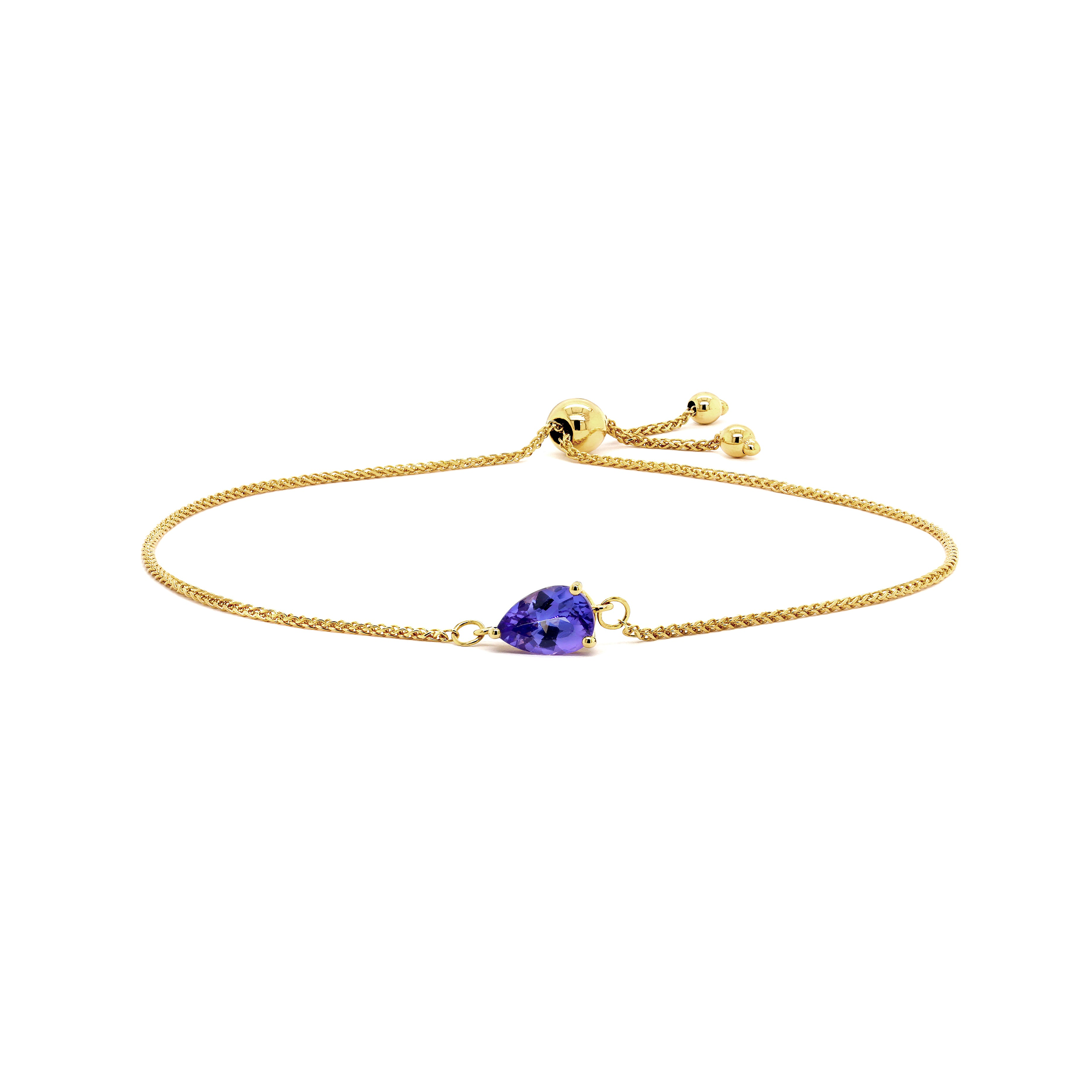 Tanzanite Pear Shape 0.70 Carat Bolero Bracelet  14K Yellow Gold Front View #Metal_Yellow Gold