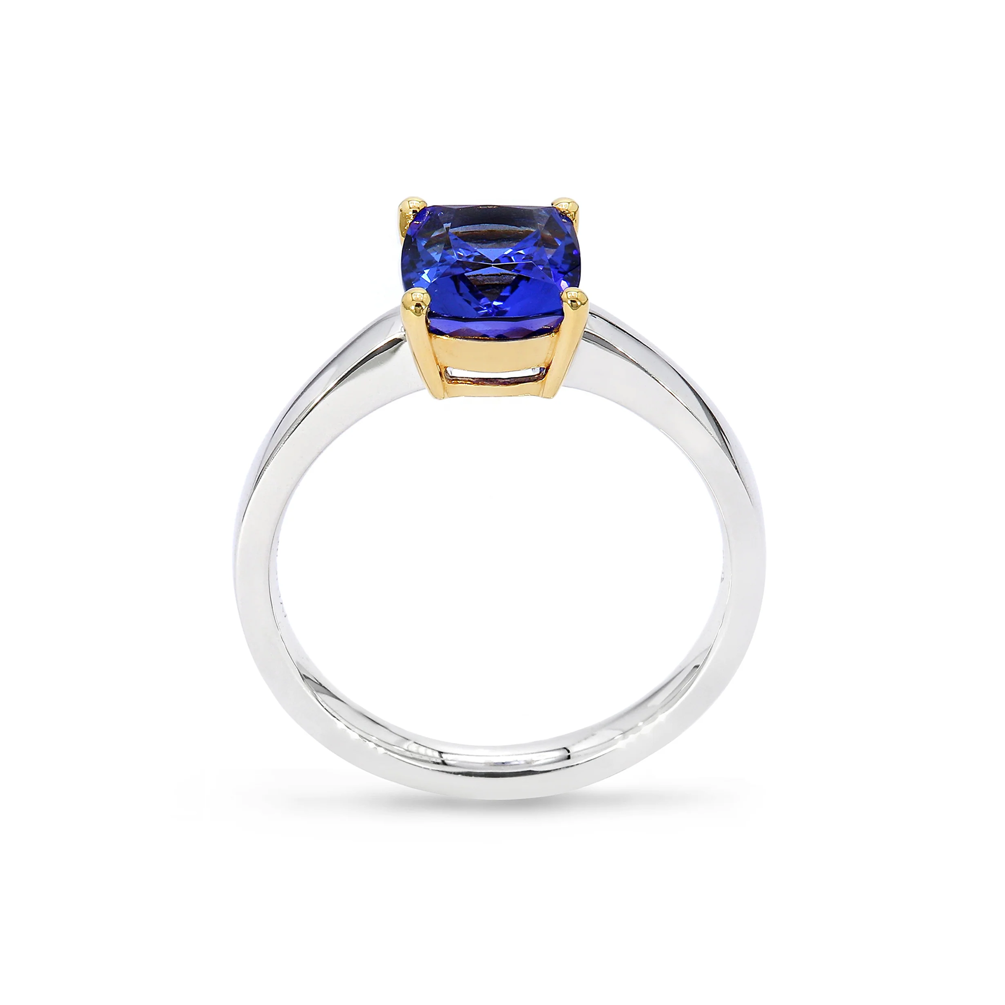 Shimansky - Tanzanite Cushion Cut Solitaire Ring 1.70ct crafted in 18K White and Yellow Gold
