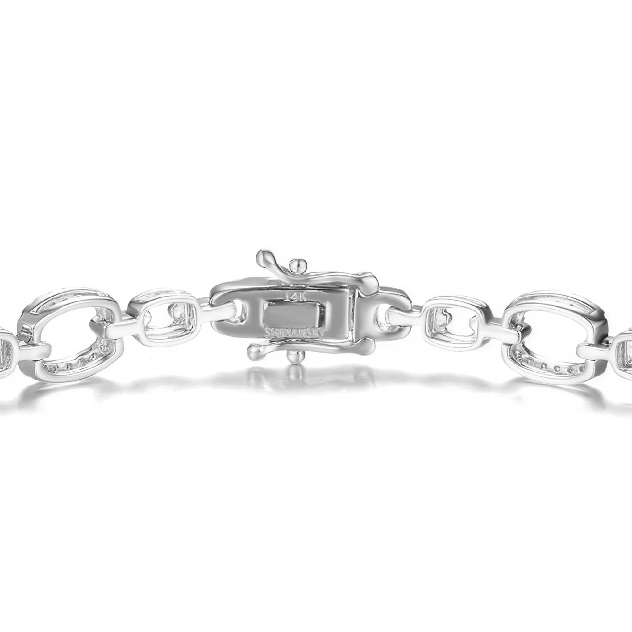 Shimansky 2.8 TCW Tanzanite Cushion Halo Dress Bracelet 14K White Gold Clasp View #Metal_White Gold