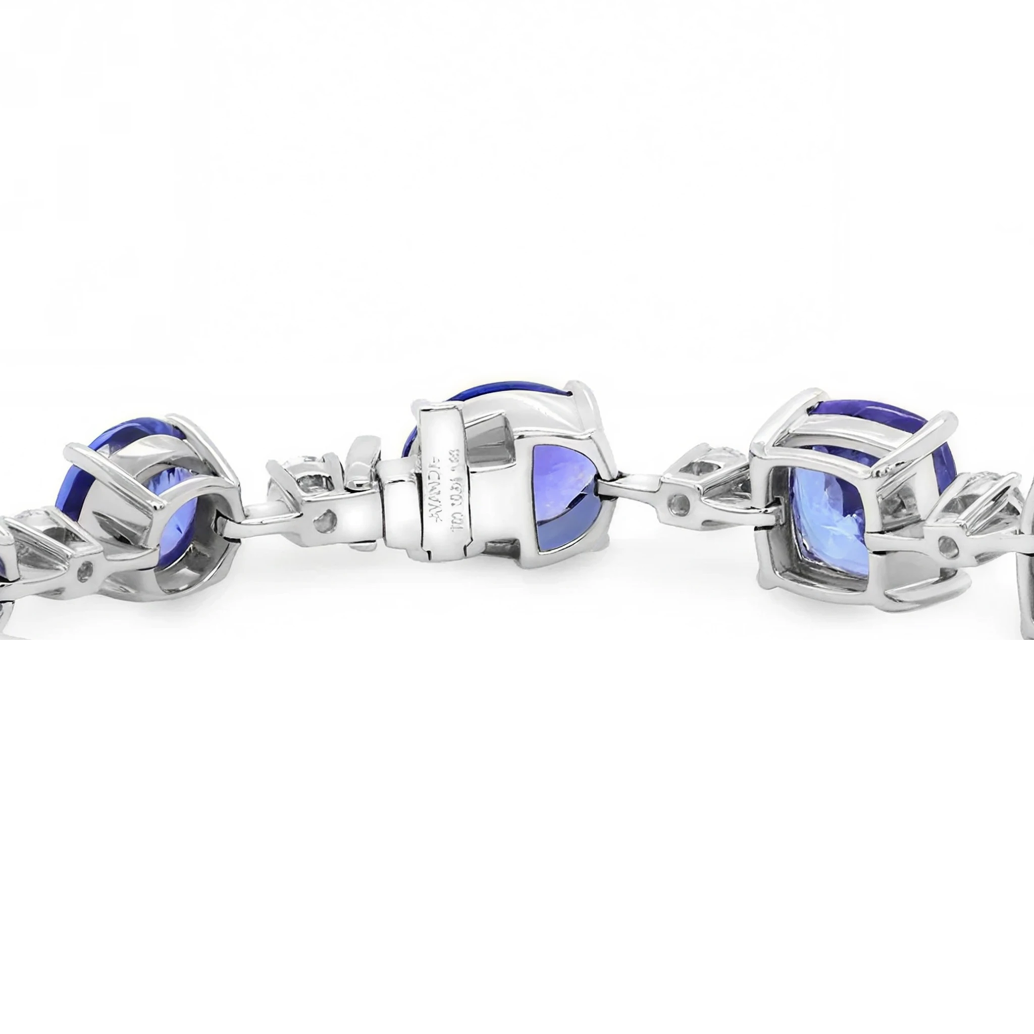 Shimansky 35 TCW Tanzanite Dress Bracelet in 18K White Gold Front View Clasp View