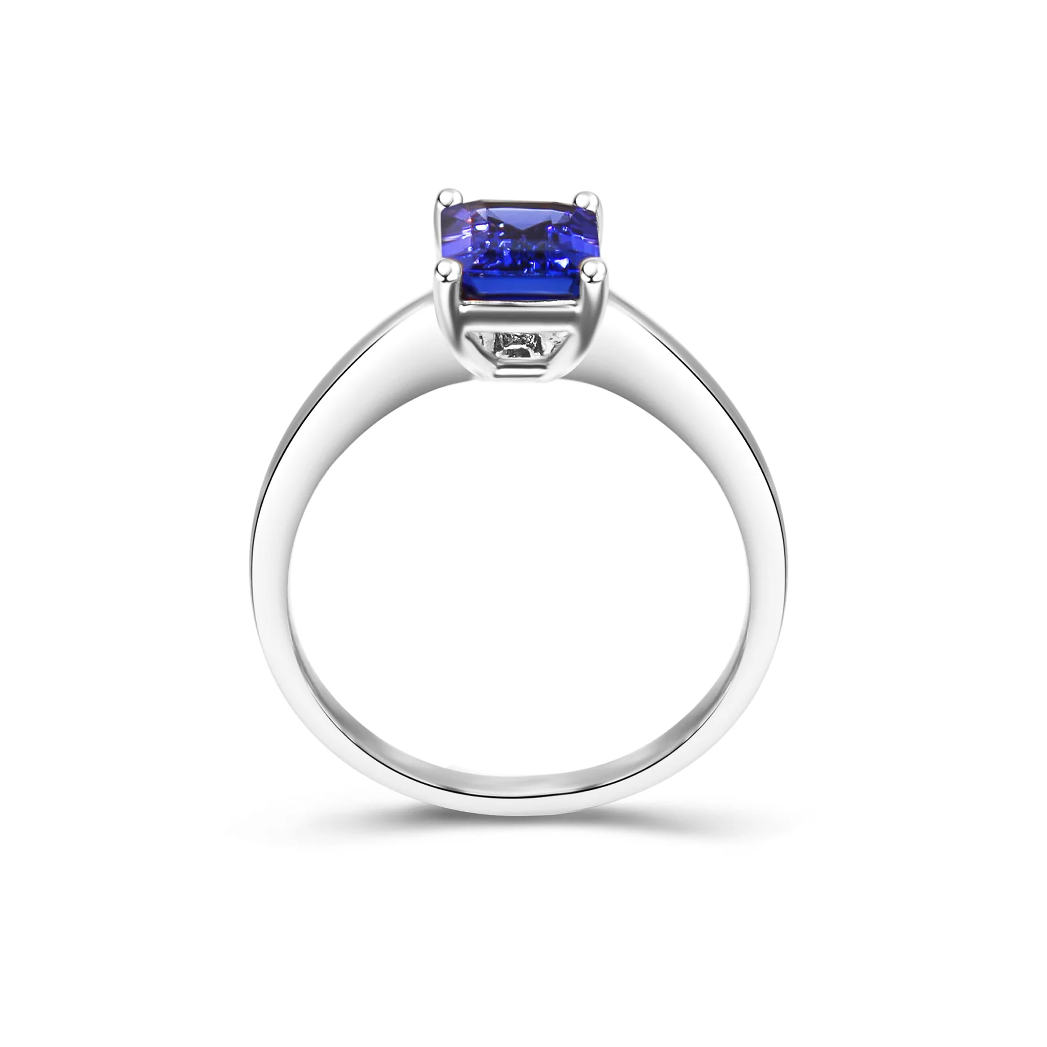 Shimansky 1.6ct Tanzanite Emerald Shape Solitaire Ring in 14K White Gold Side View #Metal_White Gold