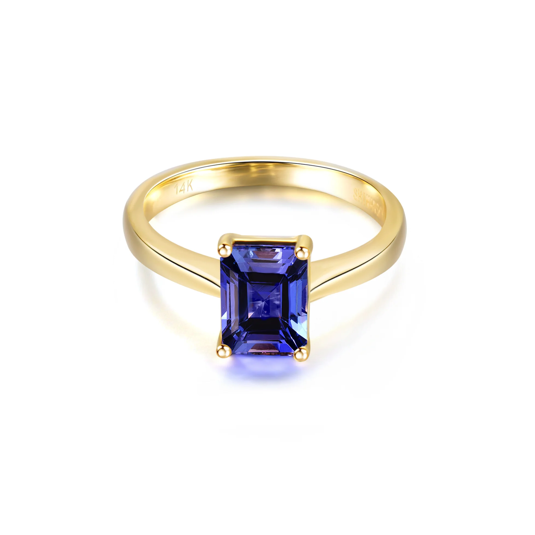 Shimansky 1.6ct Tanzanite Emerald Shape Solitaire ring 14K Yellow Gold Front View #Metal_Yellow Gold