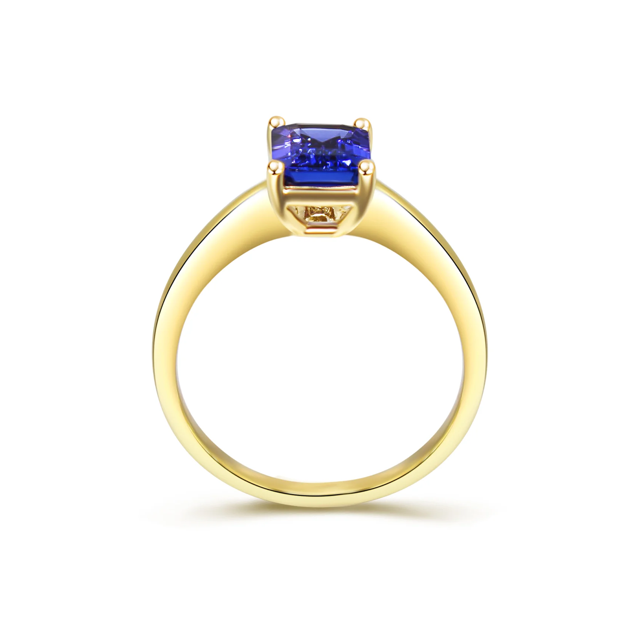 Shimansky 1.6ct Tanzanite Emerald Shape Solitaire ring 14K Yellow Gold Side View #Metal_Yellow Gold