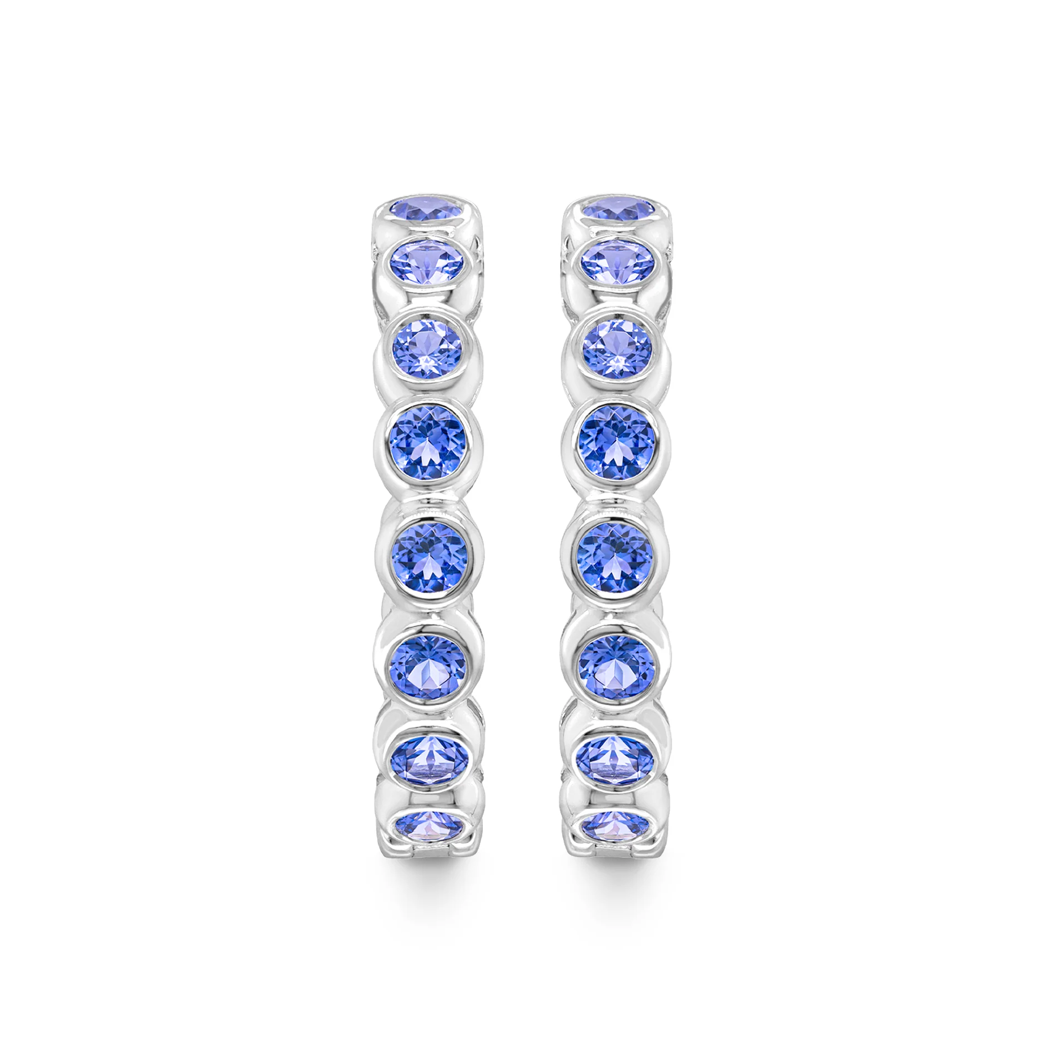 Shimansky 5.6 TCW Tanzanite Hoop Earrings in 14K White Gold Front View #Metal_White Gold
