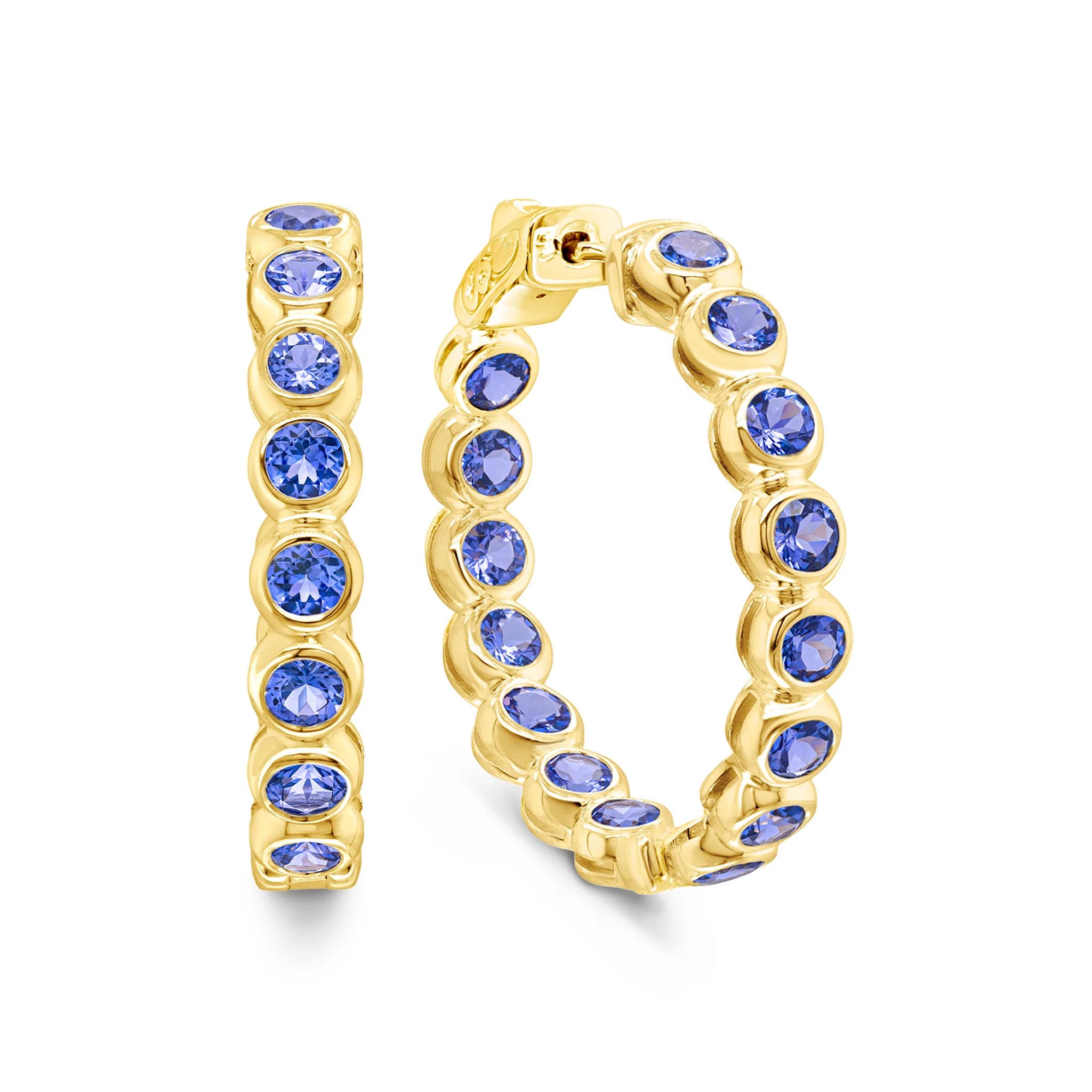 Shimansky 5.4 TCW Tanzanite Hoop Earrings in 14K Yellow Gold 3D View #Metal_Yellow Gold