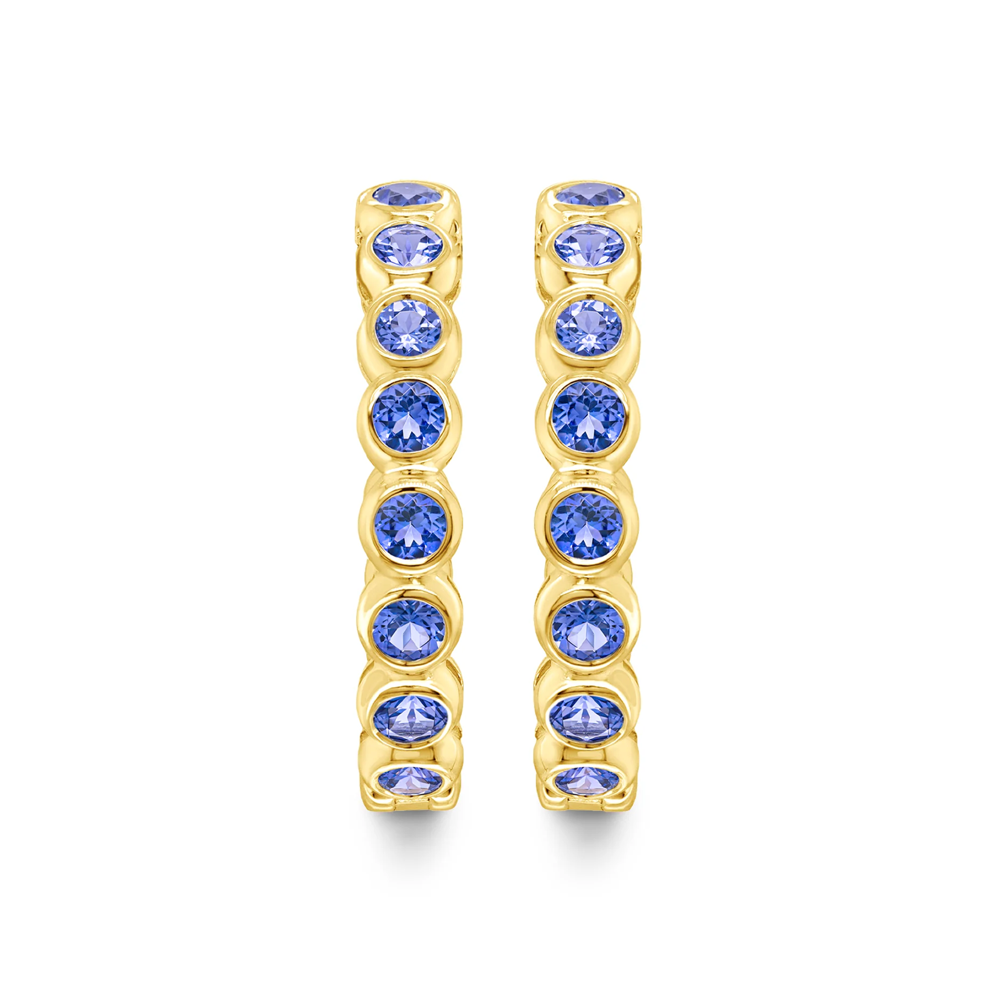 Shimansky 5.4 TCW Tanzanite Hoop Earrings in 14K Yellow Gold Front View #Metal_Yellow Gold