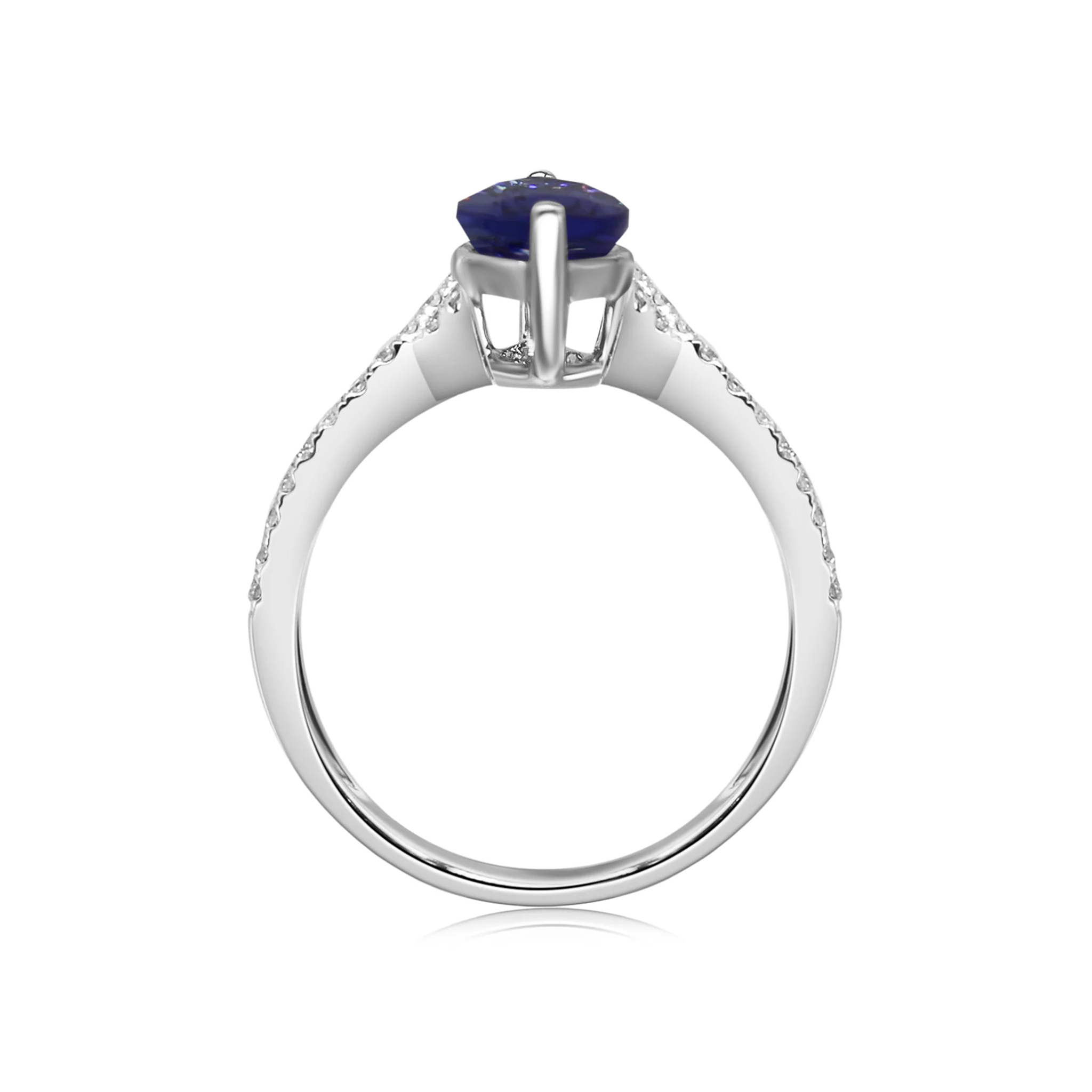 Shimansky 1.5ct Tanzanite Marquise Microset Ring in 14K White Gold Side View