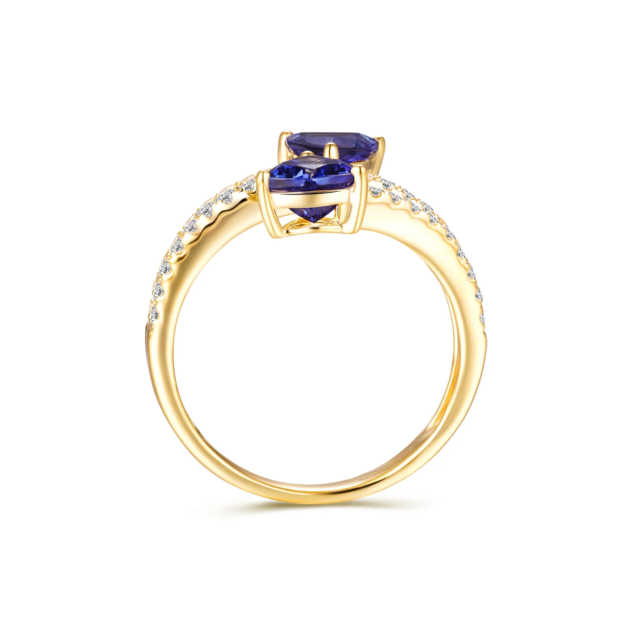 Shimansky 1.4 TCW Tanzanite Microset Overlap Ring 14K Yellow Gold Side View #Metal_Yellow Gold
