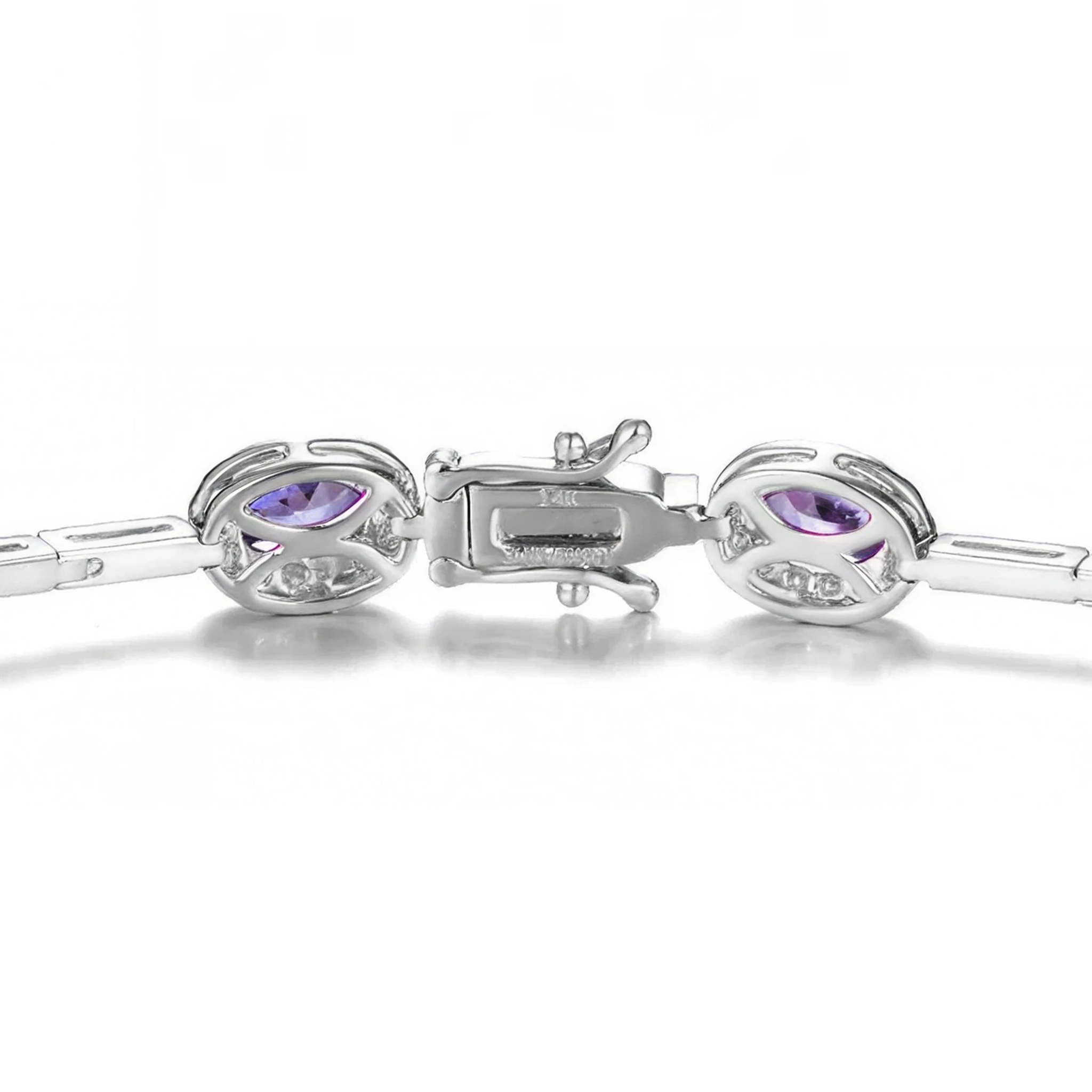Shimansky 4.4 TCW Tanzanite Oval Halo Dress Bracelet 14K White Gold Clasp view #Metal_White Gold