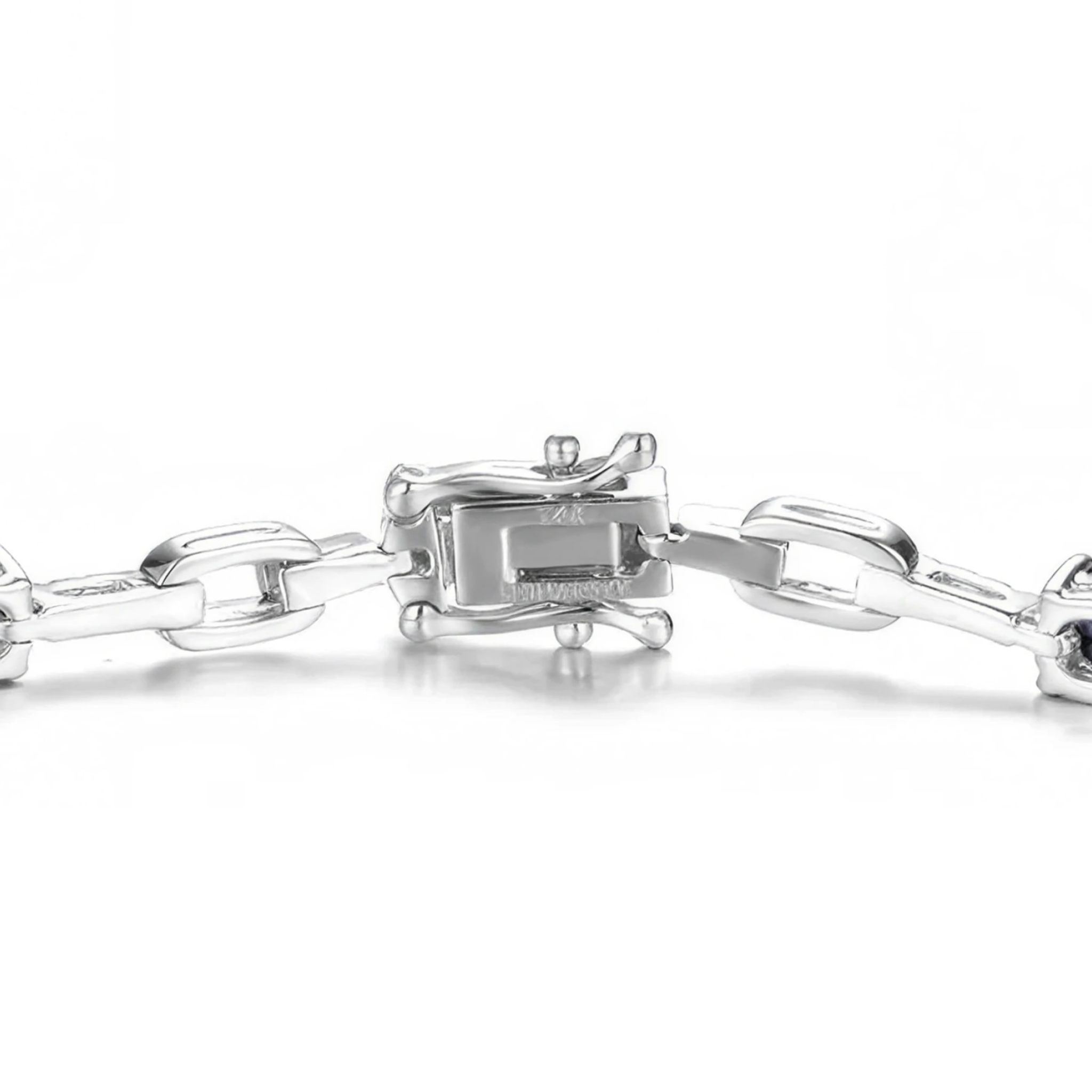 Shimansky 3.2 TCW Tanzanite Oval Microset Dress Bracelet 14K White Gold Clasp View #Metal_White Gold