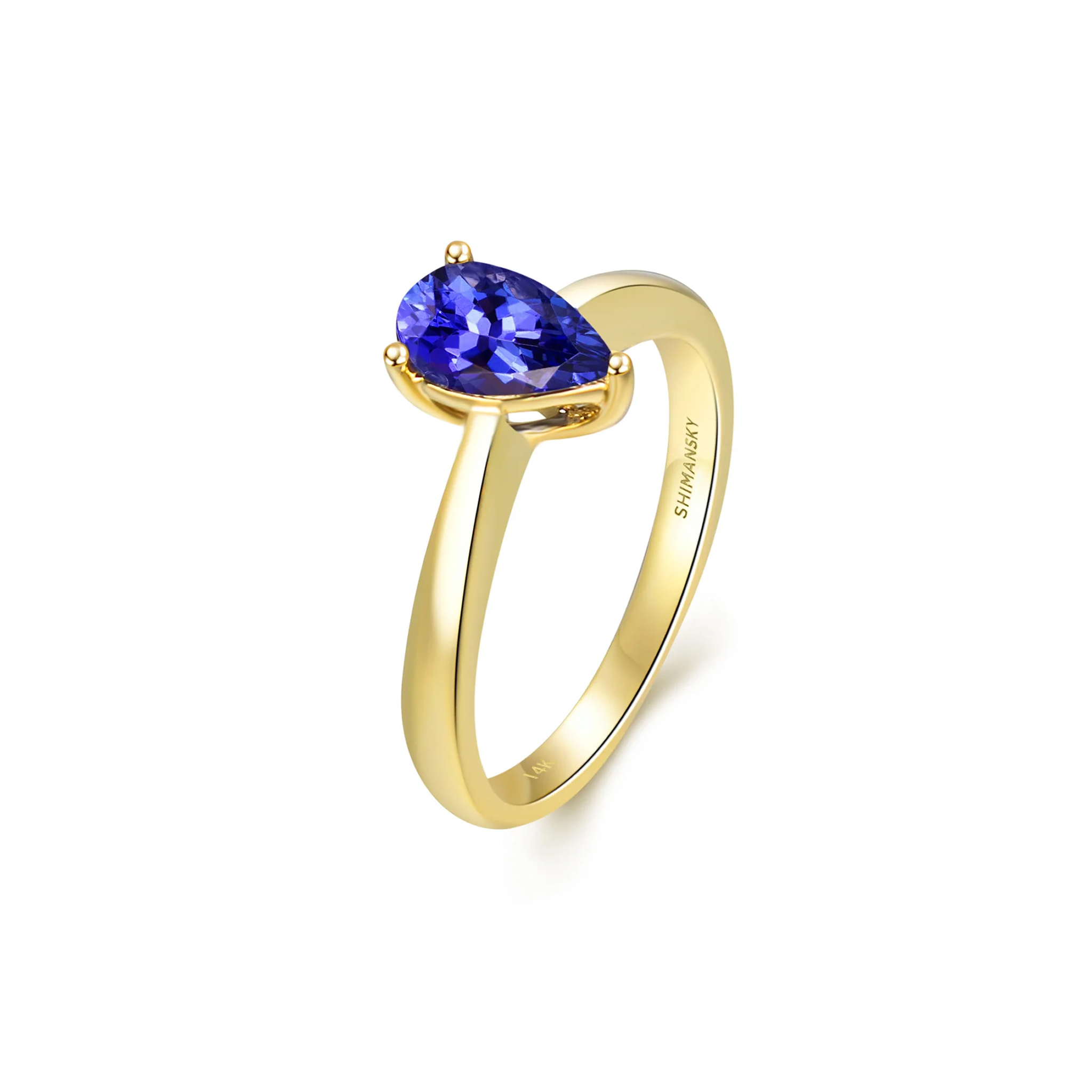 Shimansky 0.9 Carat Tanzanite Pear Shape Solitaire ring 14K Yellow Gold 3D View #Metal_Yellow Gold #card-first