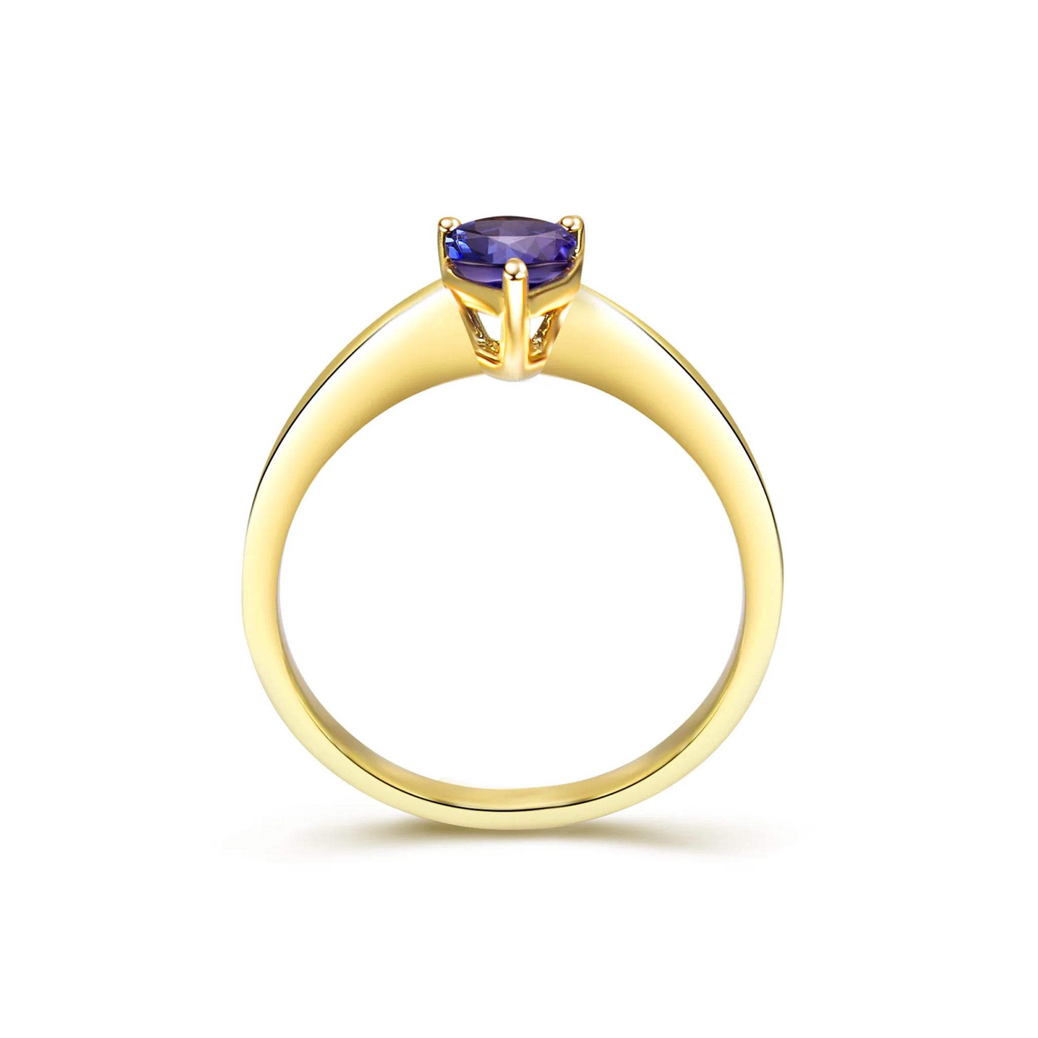 Shimansky 0.9ct Tanzanite Pear Shape Solitaire Ring in 14K Gold Side View #Metal_Yellow Gold