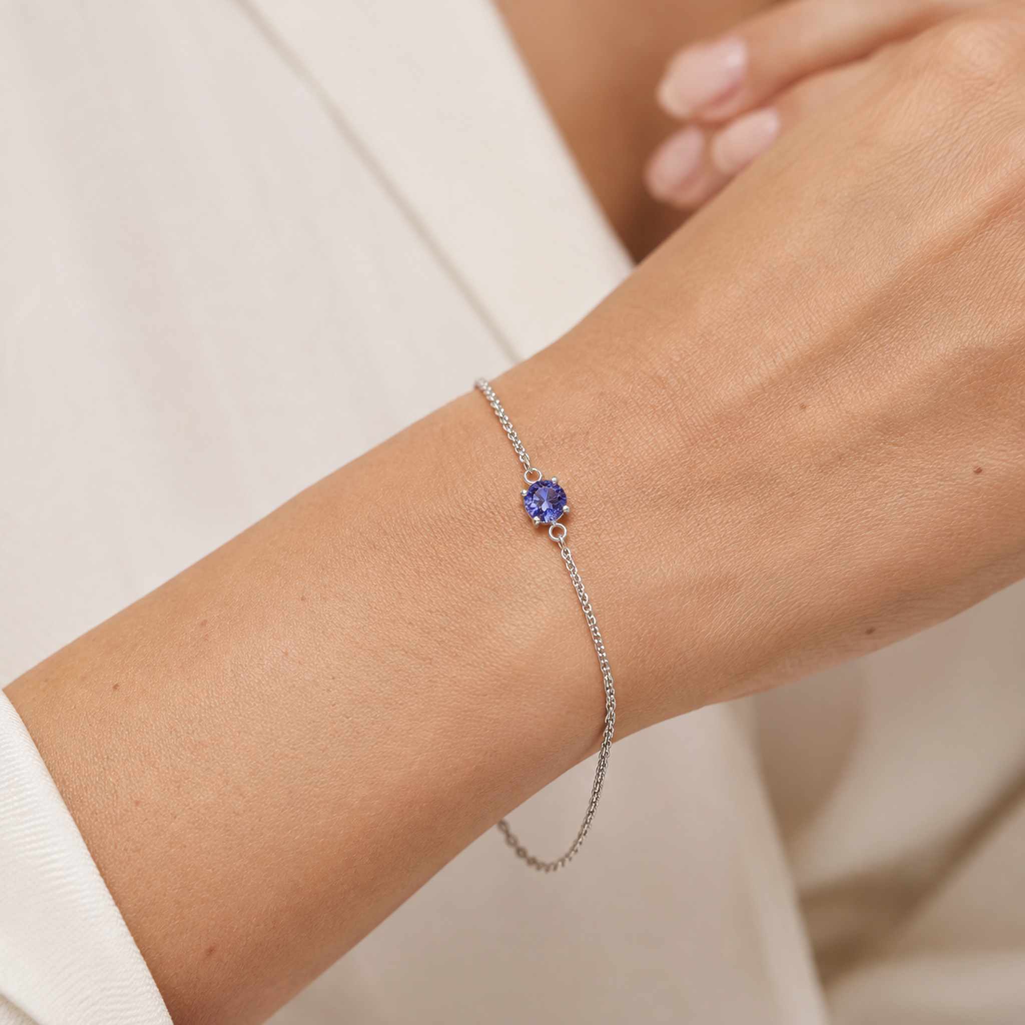 Tanzanite Round Cut 0.46 Carat Bolero Bracelet | 14K White Gold Shimansky Lifestyle #Metal_White Gold